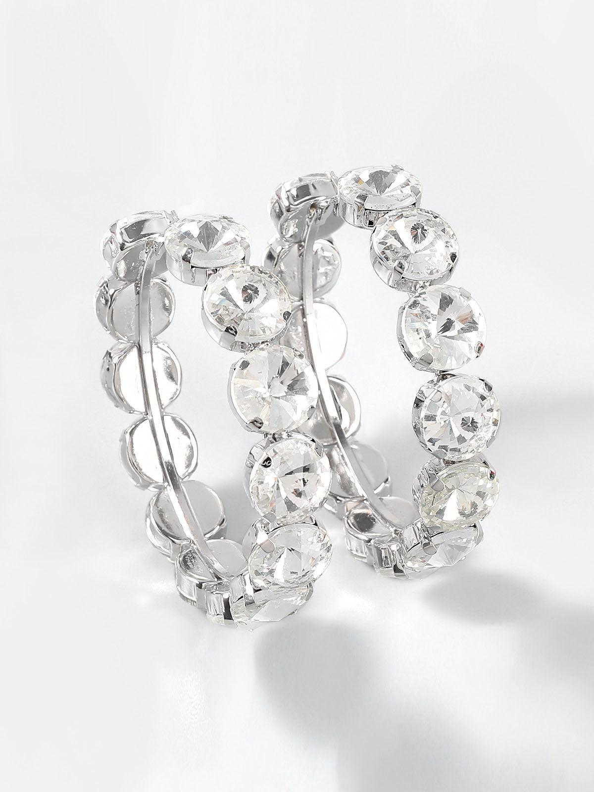 Diamante Hoop Earrings - Statement Design, Sparkling Silver, Gold, Multi