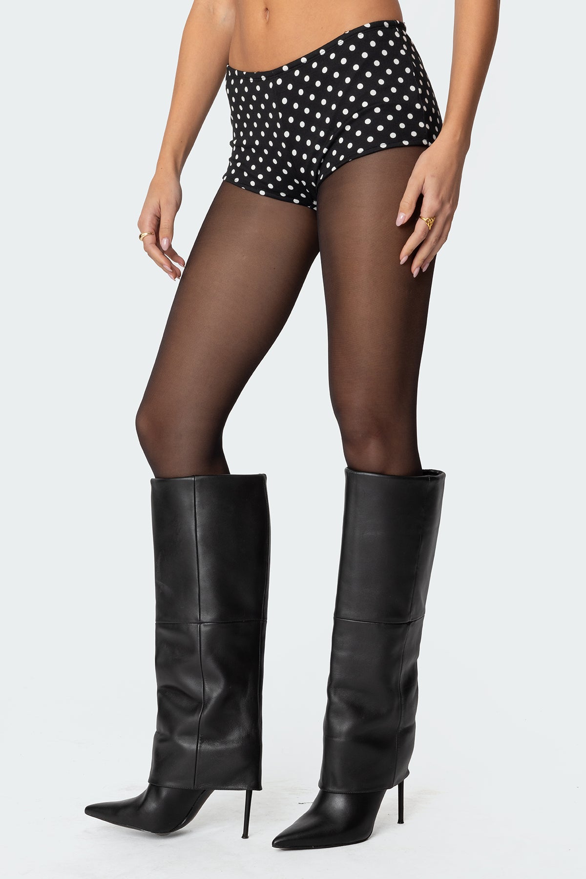 Black and White Polka Dot Micro Shorts for Women