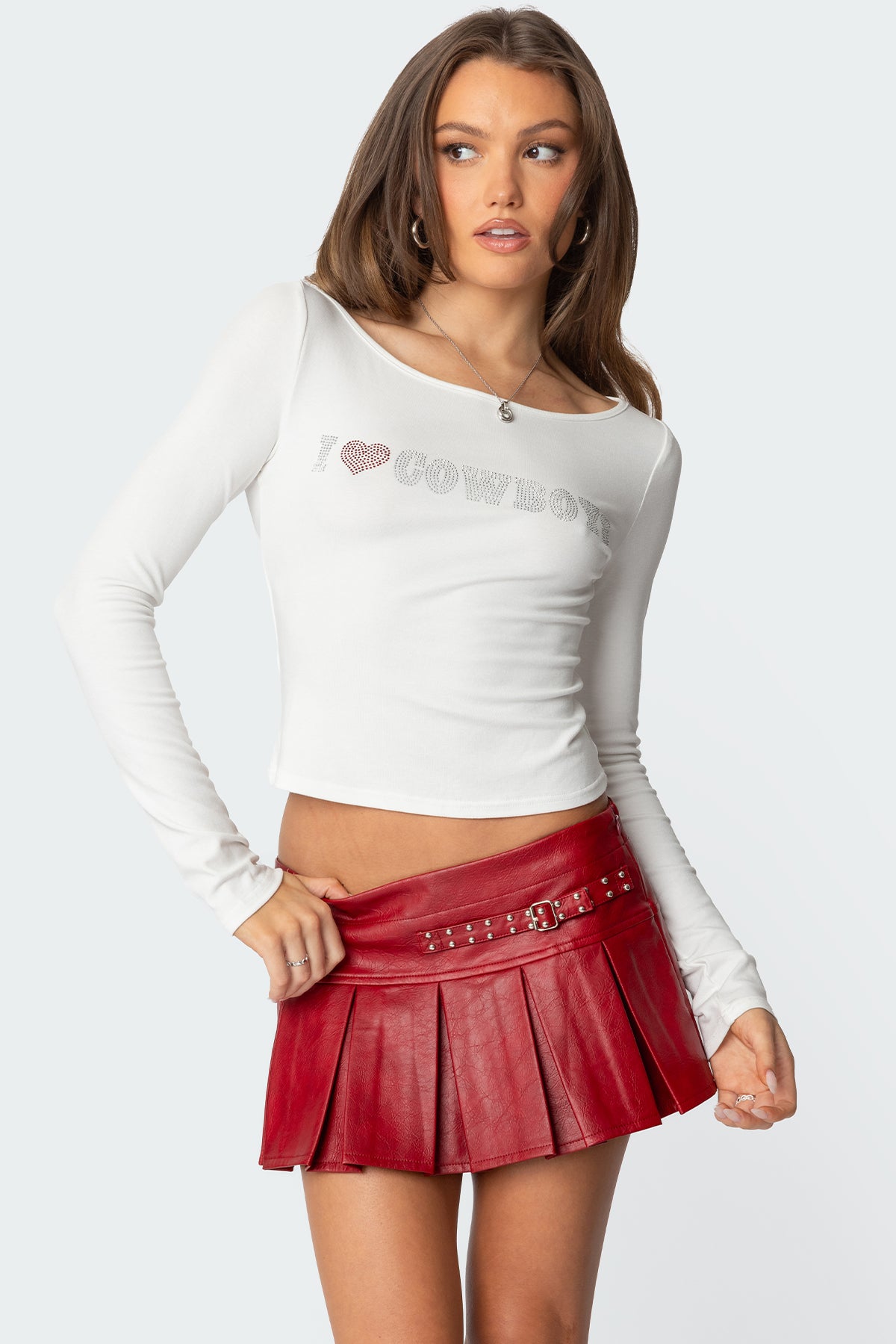 Western Style Boat Neck Long Sleeve Shirt