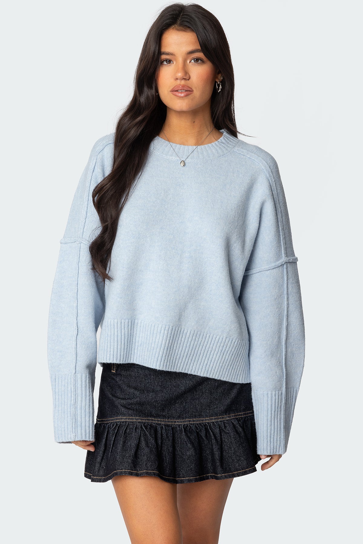 Light Blue Knit Oversized Sweater