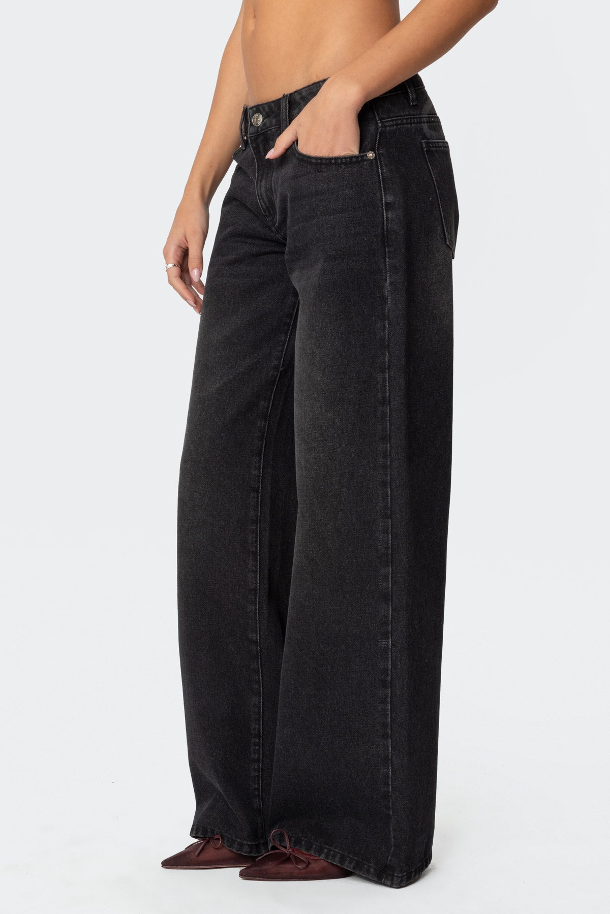 Black Washed Low Rise Denim Jeans