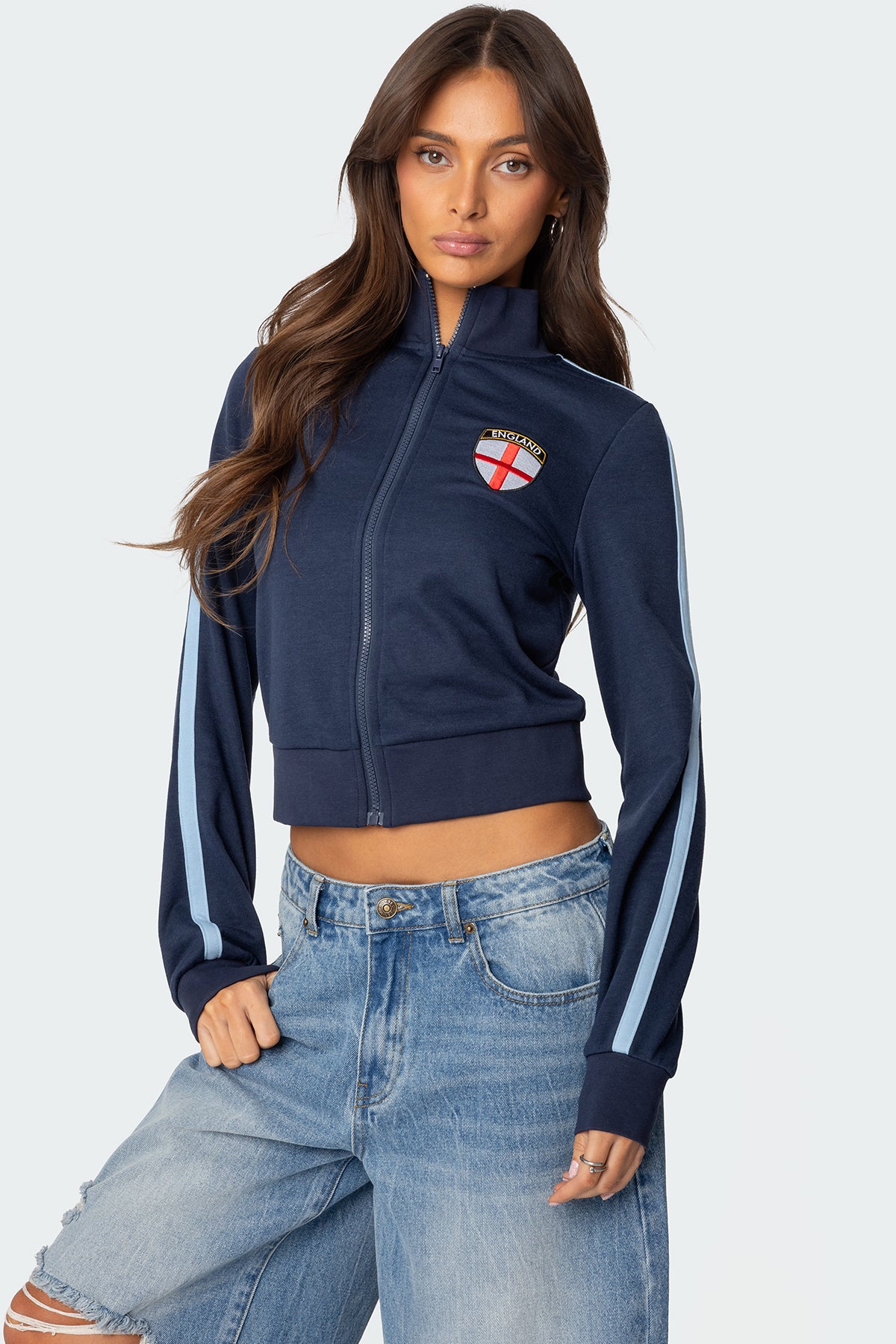 Navy Zip Up Sweatshirt Mens Casual Cotton Polyester Blend
