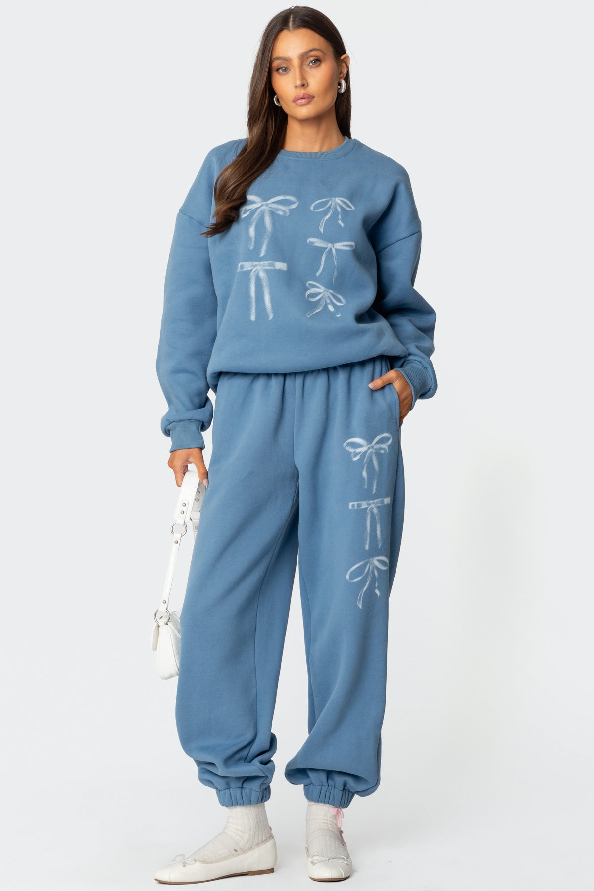 Blue Oversized Graphic Sweatpants for Women