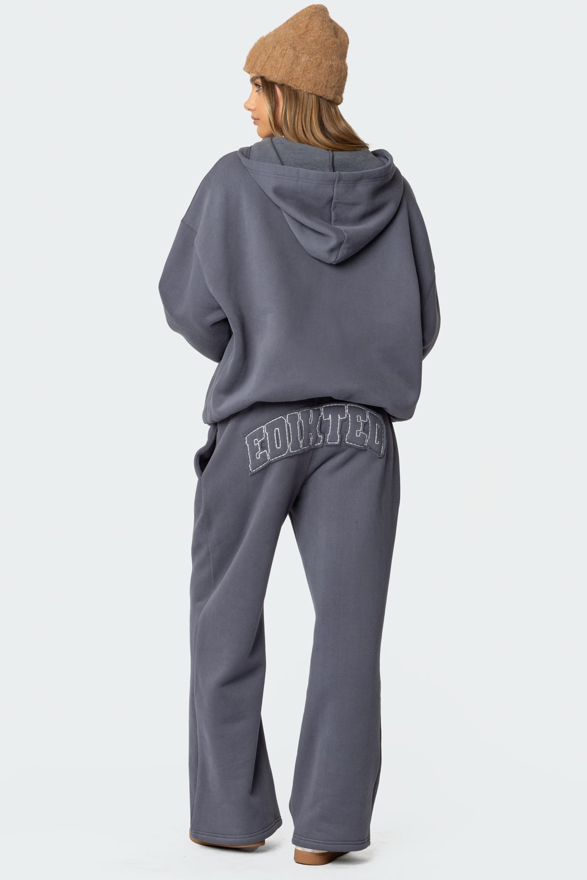Gray Elastic Waistband Sweatpants Set