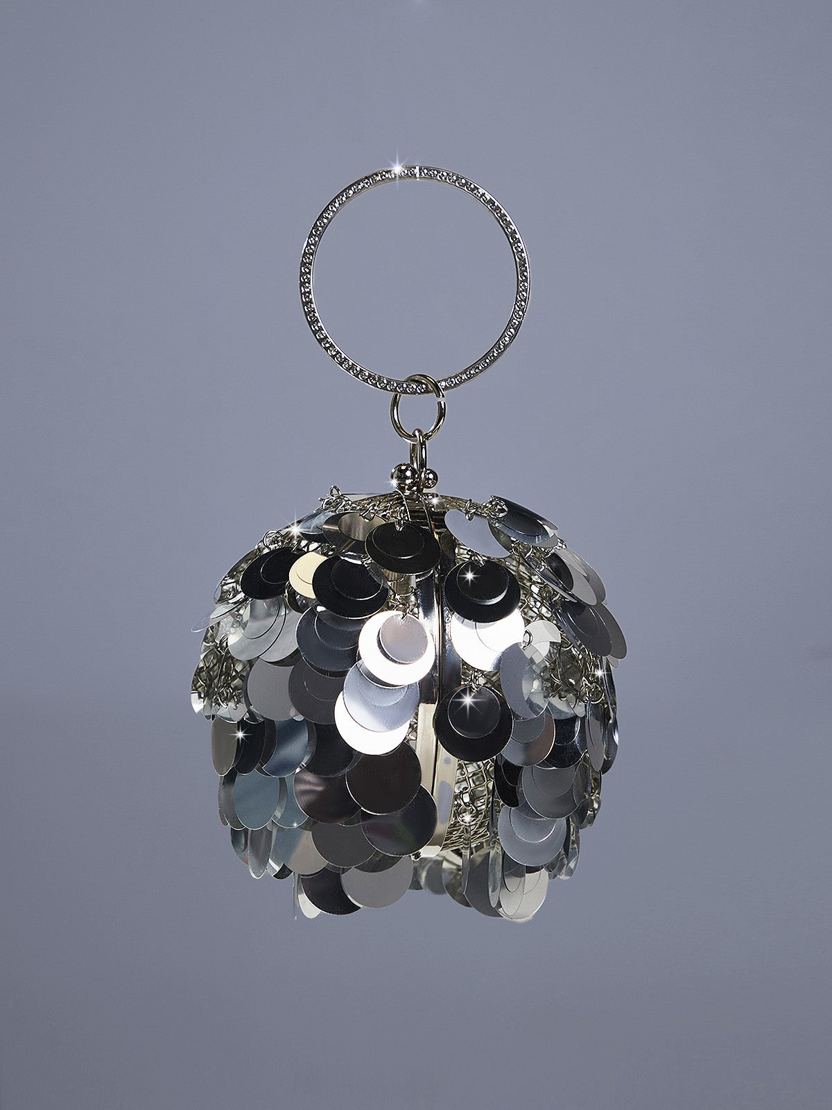 Silver Sequin Ball Evening Bag - Glamorous Sparkling Accessory