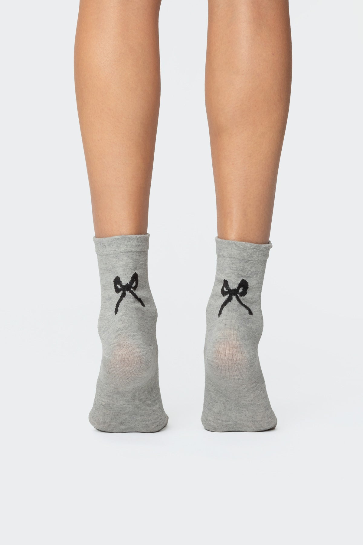 Gray Bow Design Cotton Spandex Socks