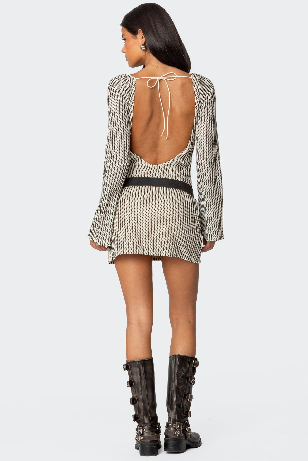 Cream Crochet Boat Neck Mini Dress