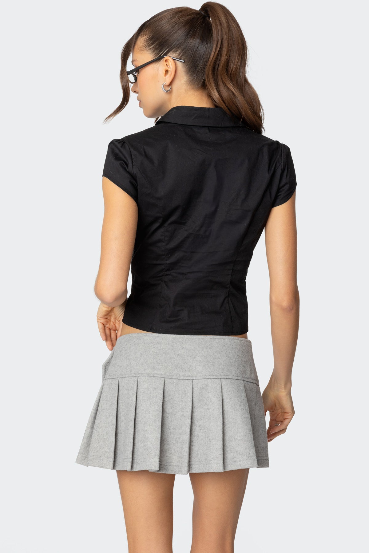 Tailored Black Button-Up Shirt for Women