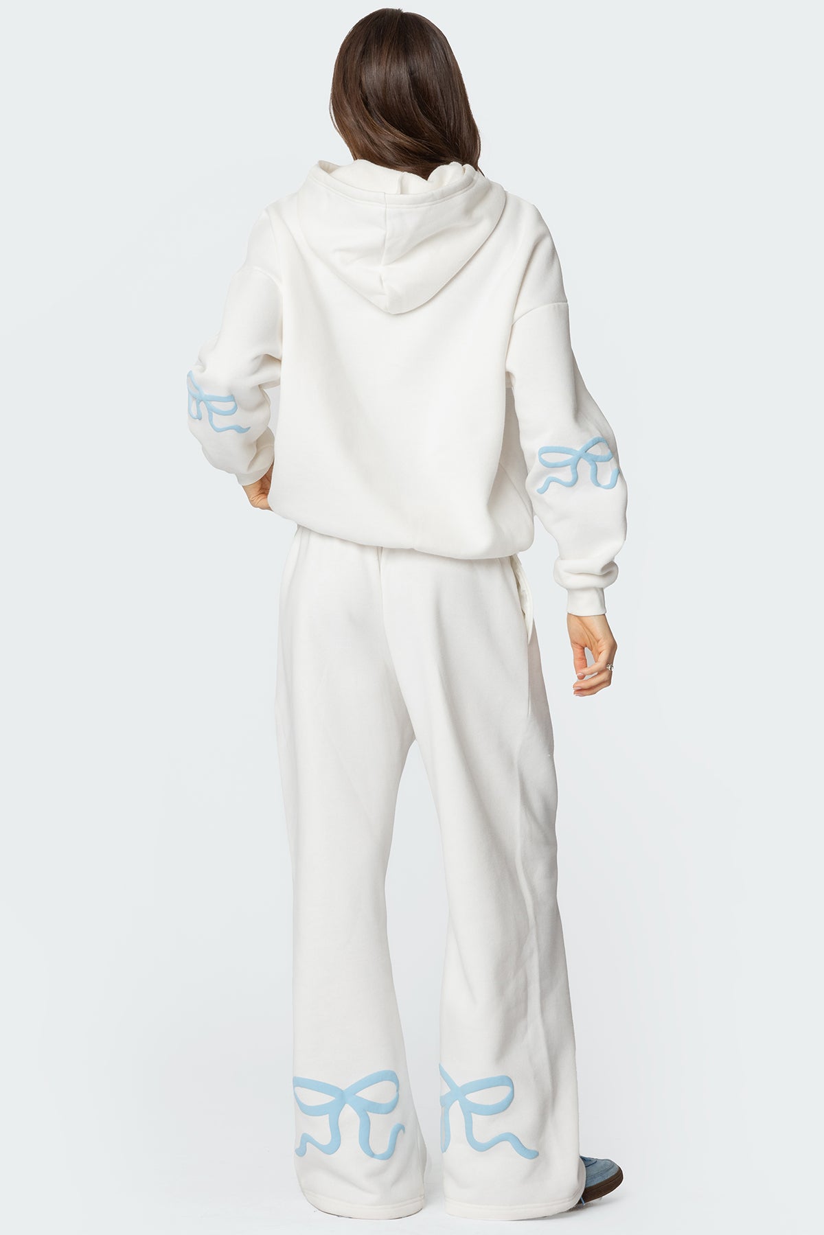 Cream Bow Detail Sweatpants Set