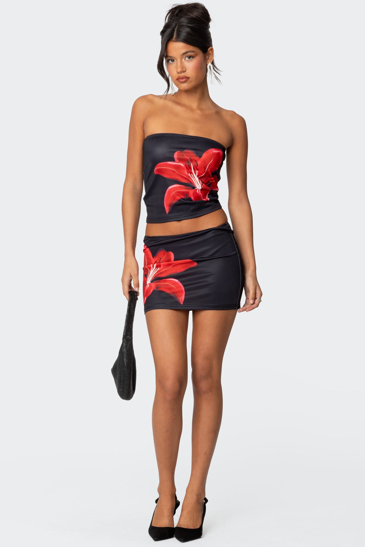 Black Tiger Print Tube Top Set