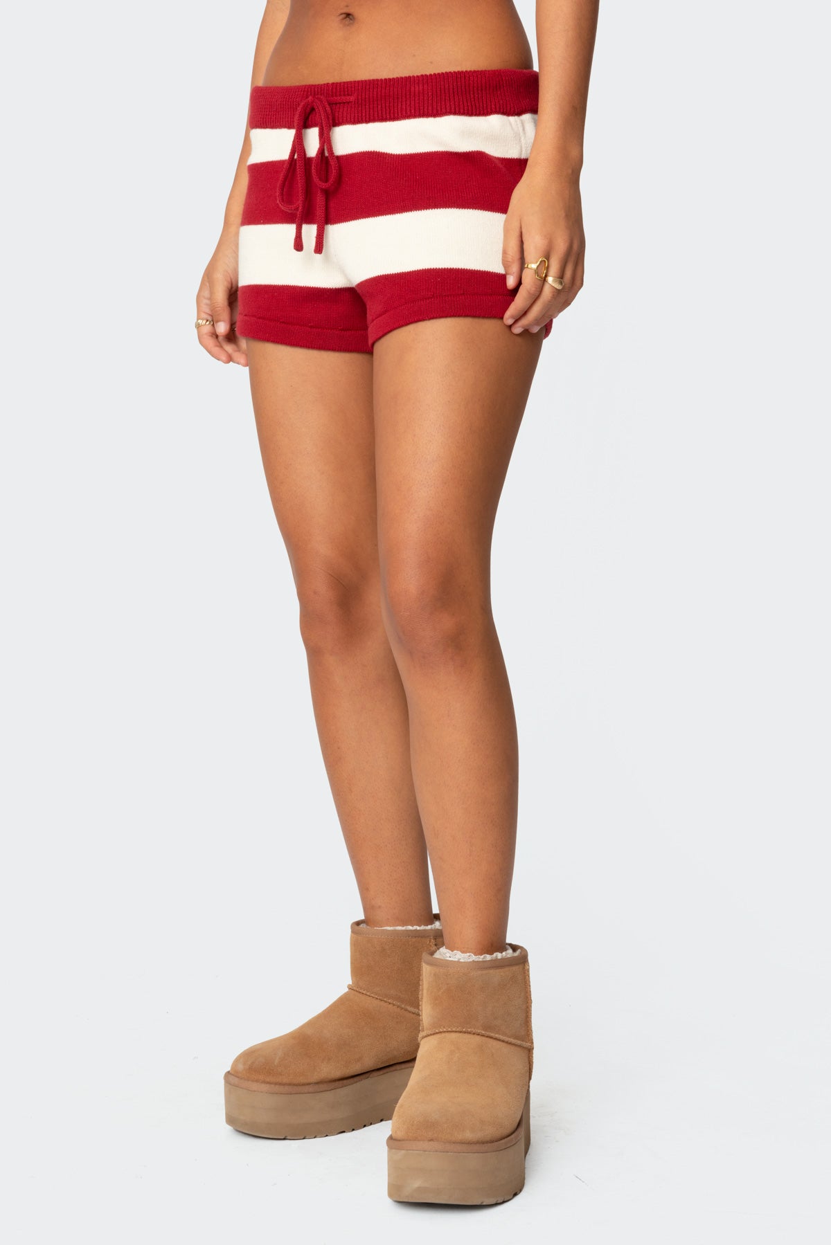 Burgundy Knit Shorts Set - Cotton Mix