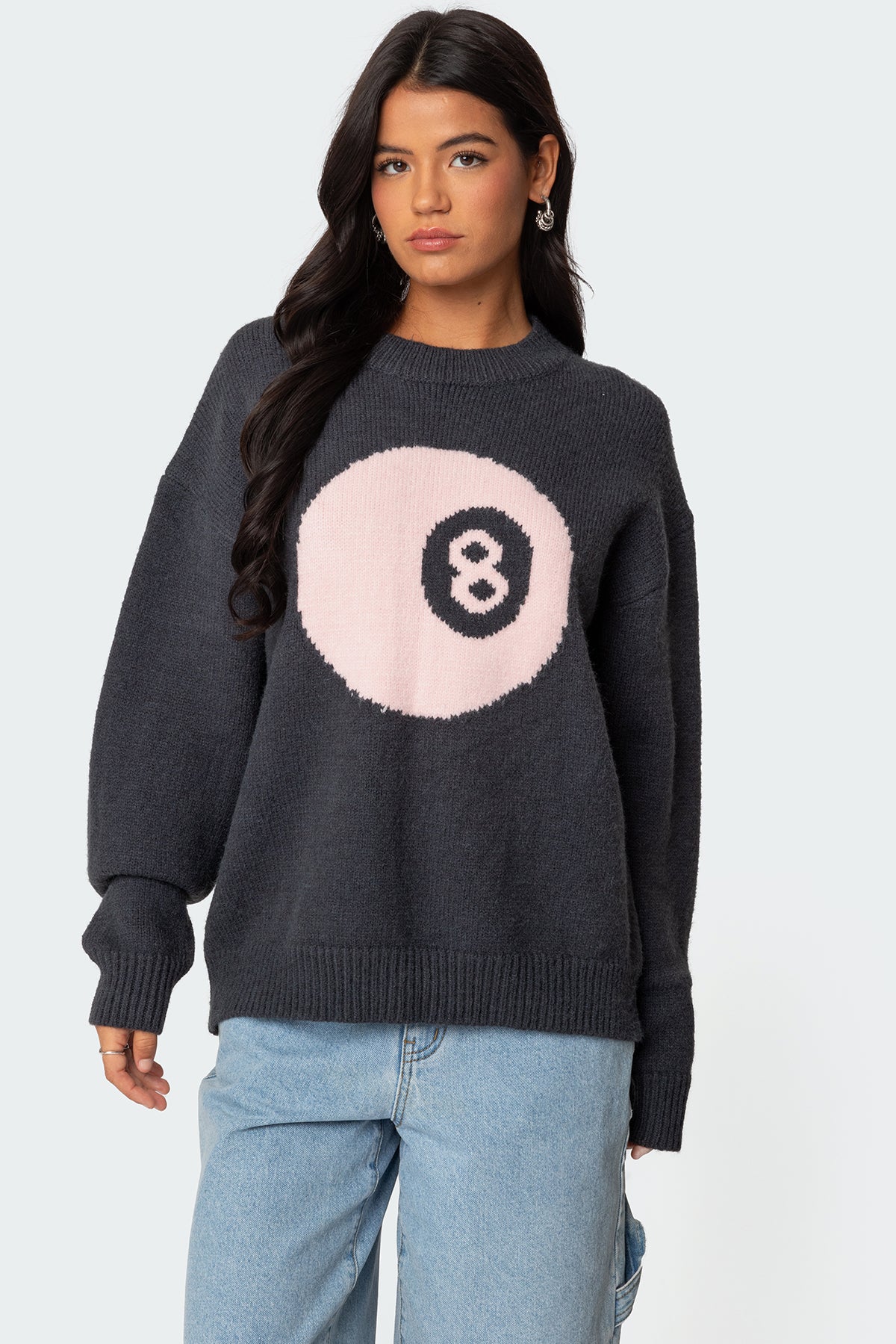 Cozy Oversized Knit Sweater - Dark Grey Chunky Knitwear