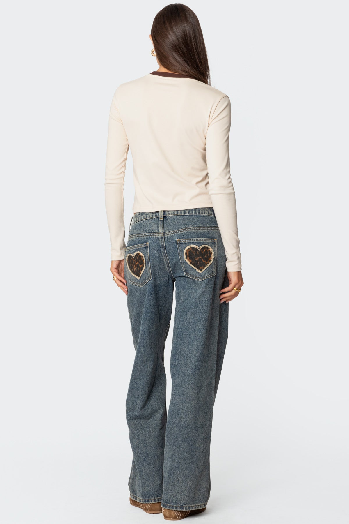 Blue Washed Denim Straight Jeans