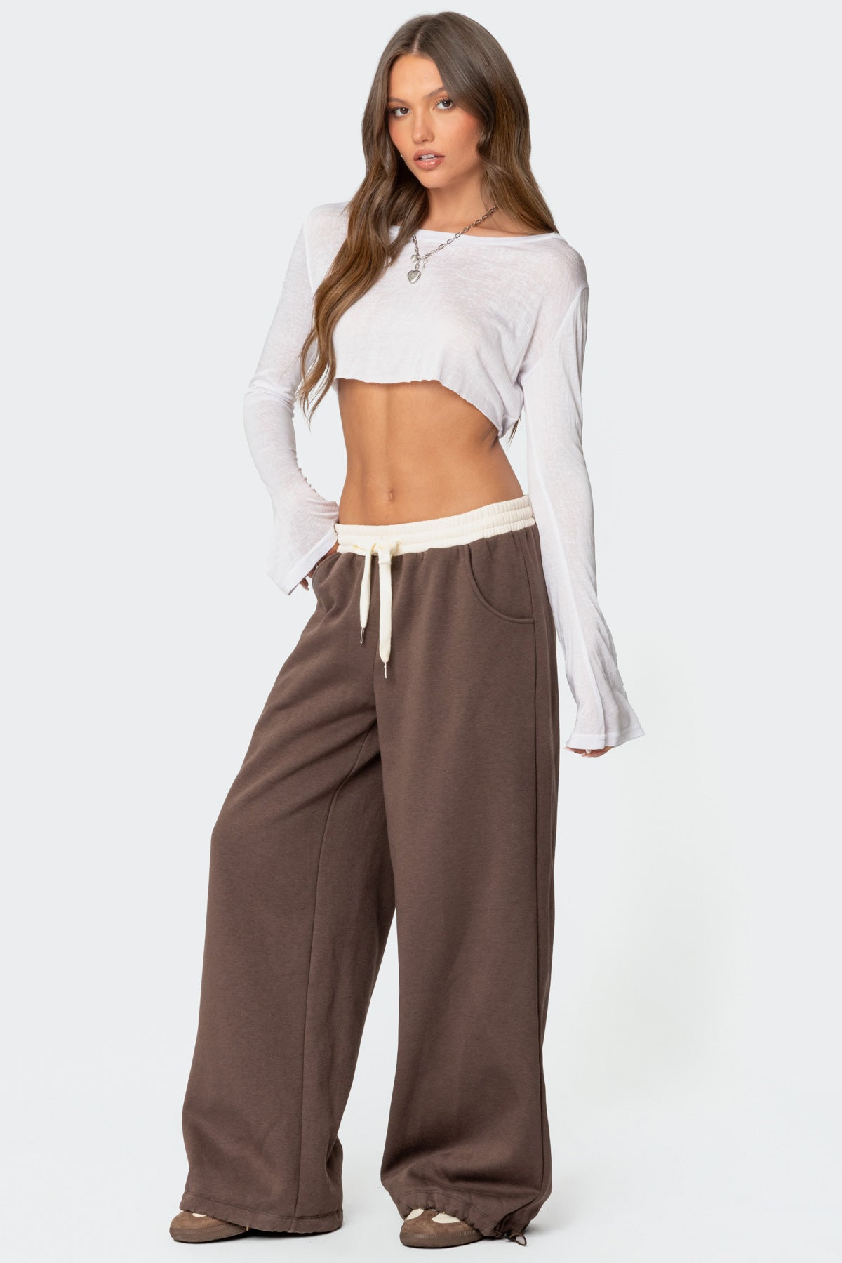 Comfortable Brown Wide Leg Sweatpants