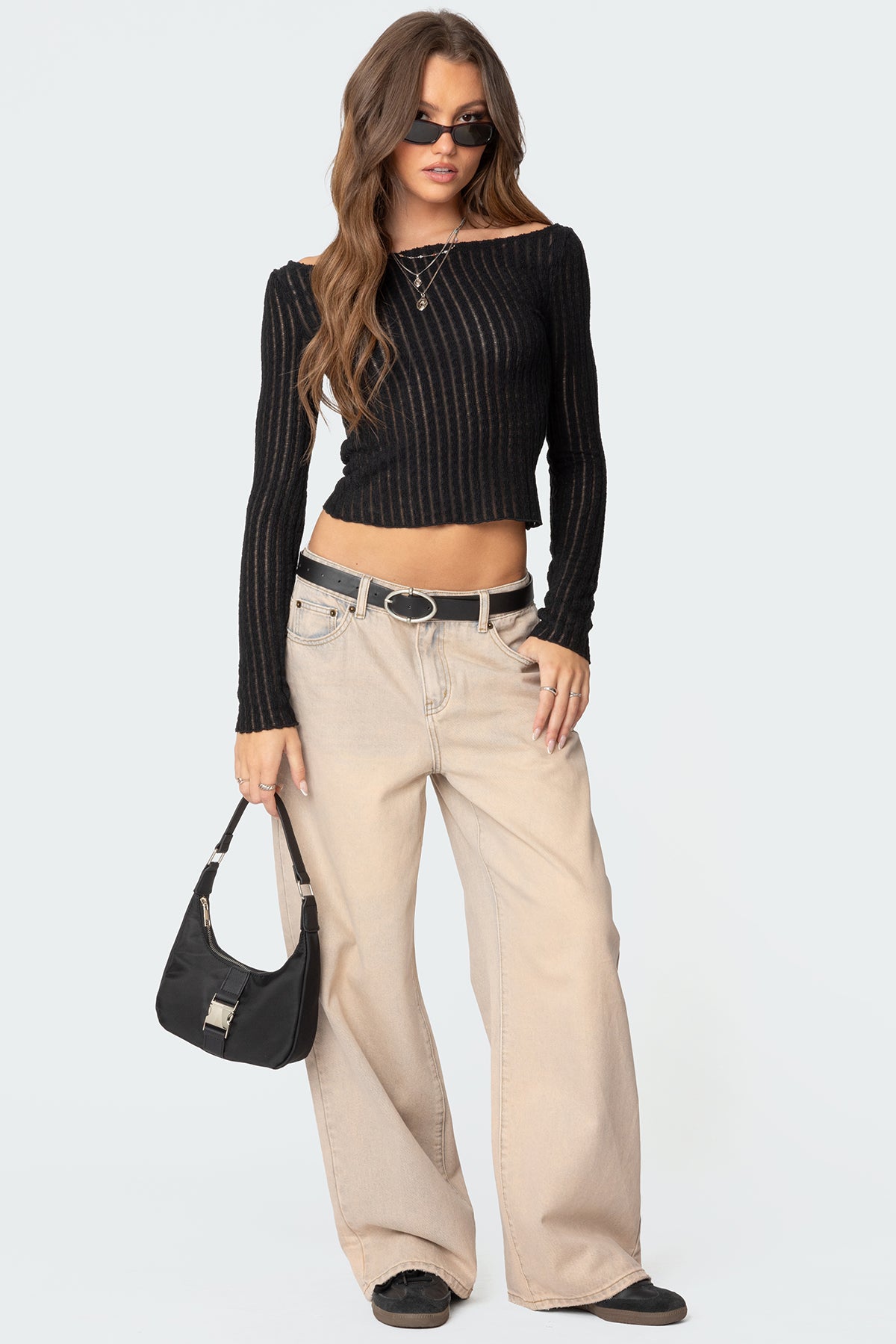 Beige Cotton Low Rise Denim Jeans