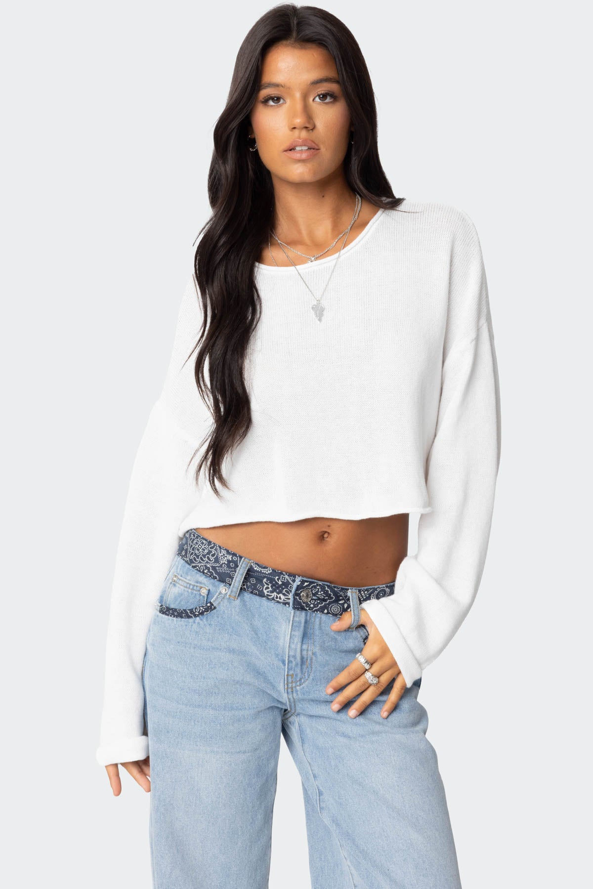 White Knit Oversized Sweater - Cozy and Stylish Design