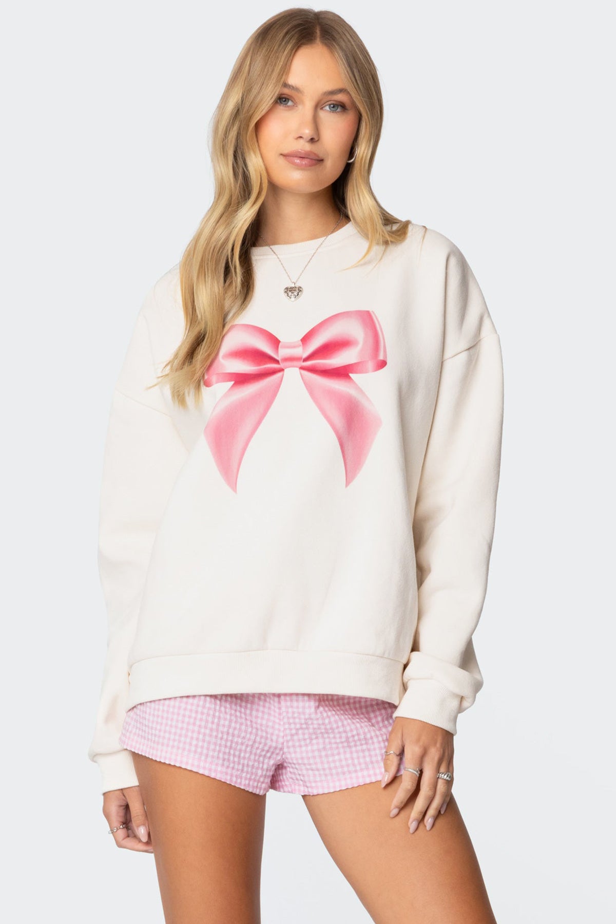 Cream Crewneck Graphic Sweatshirt for Women