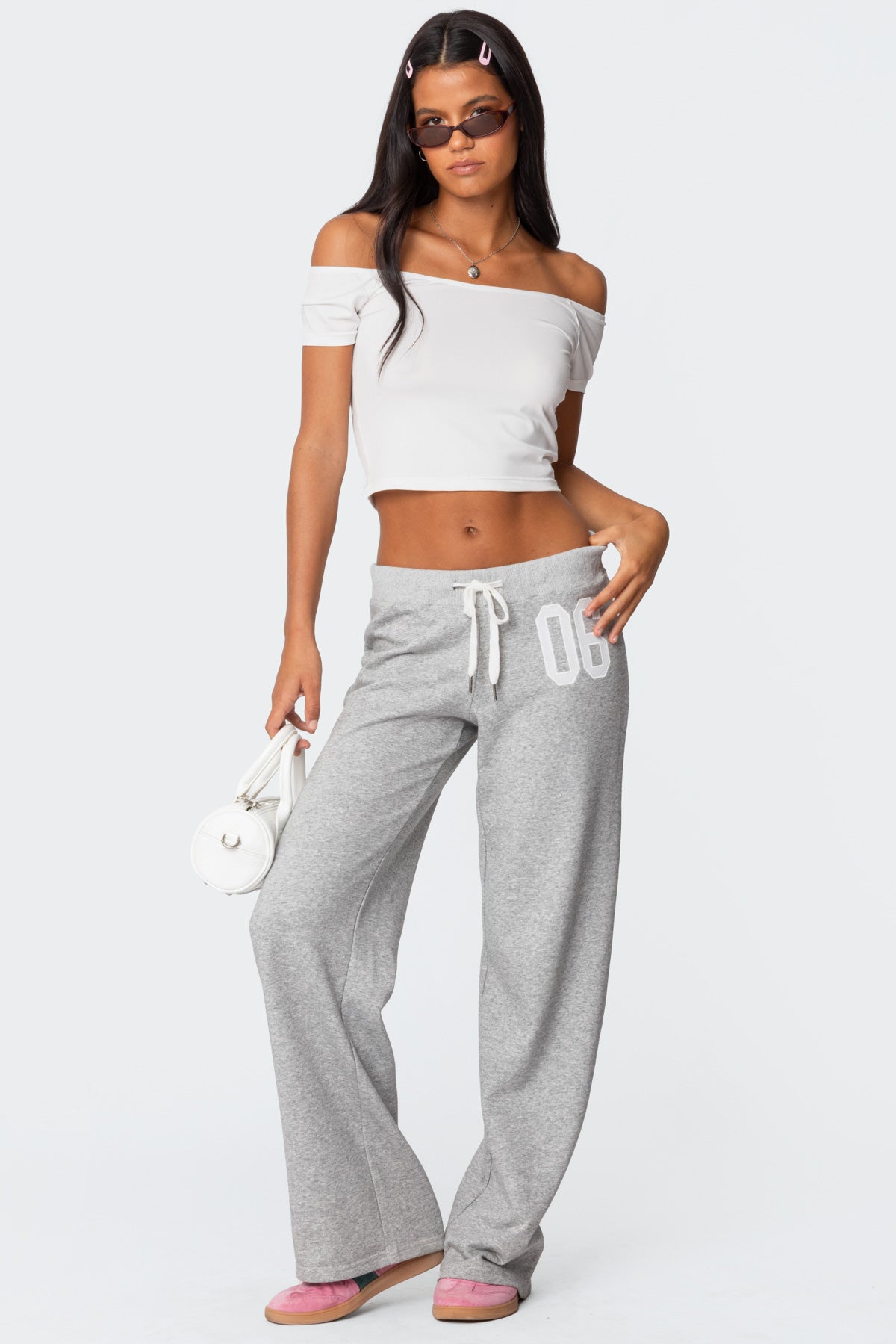 Gray Melange Adjustable Waist Sweatpants XS-XL