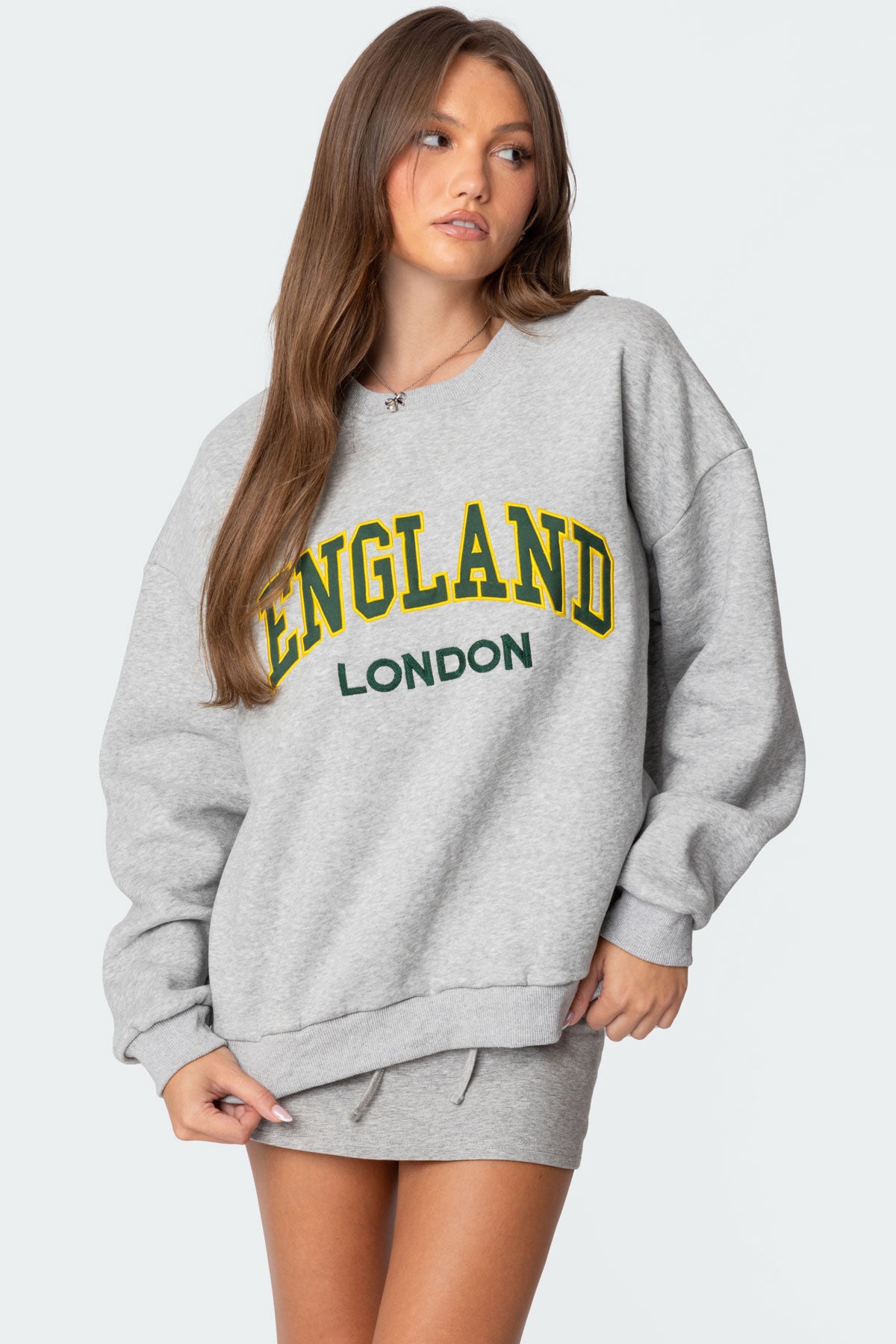Cozy Gray Melange Girl Sweatshirt - Long Sleeve Loungewear