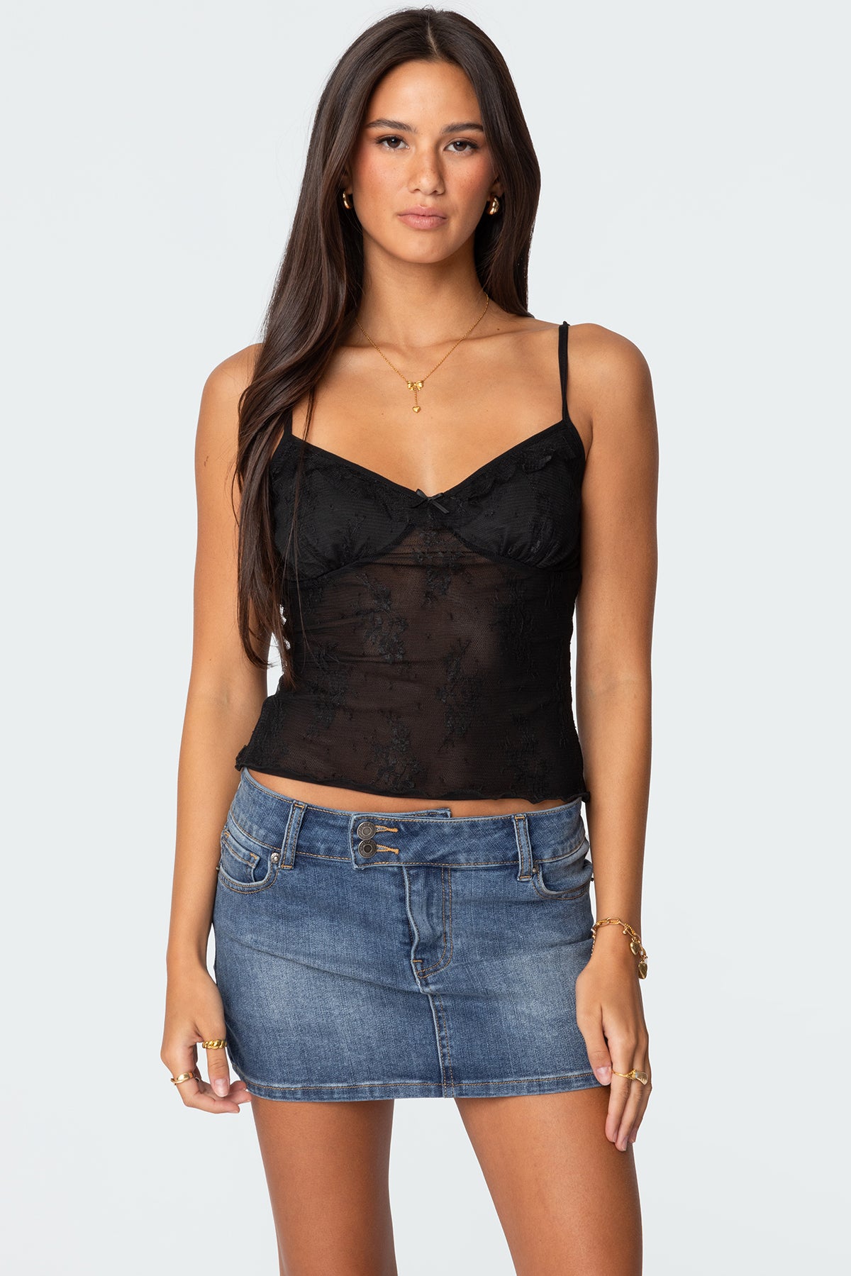 Sheer Lace Black Tank Top