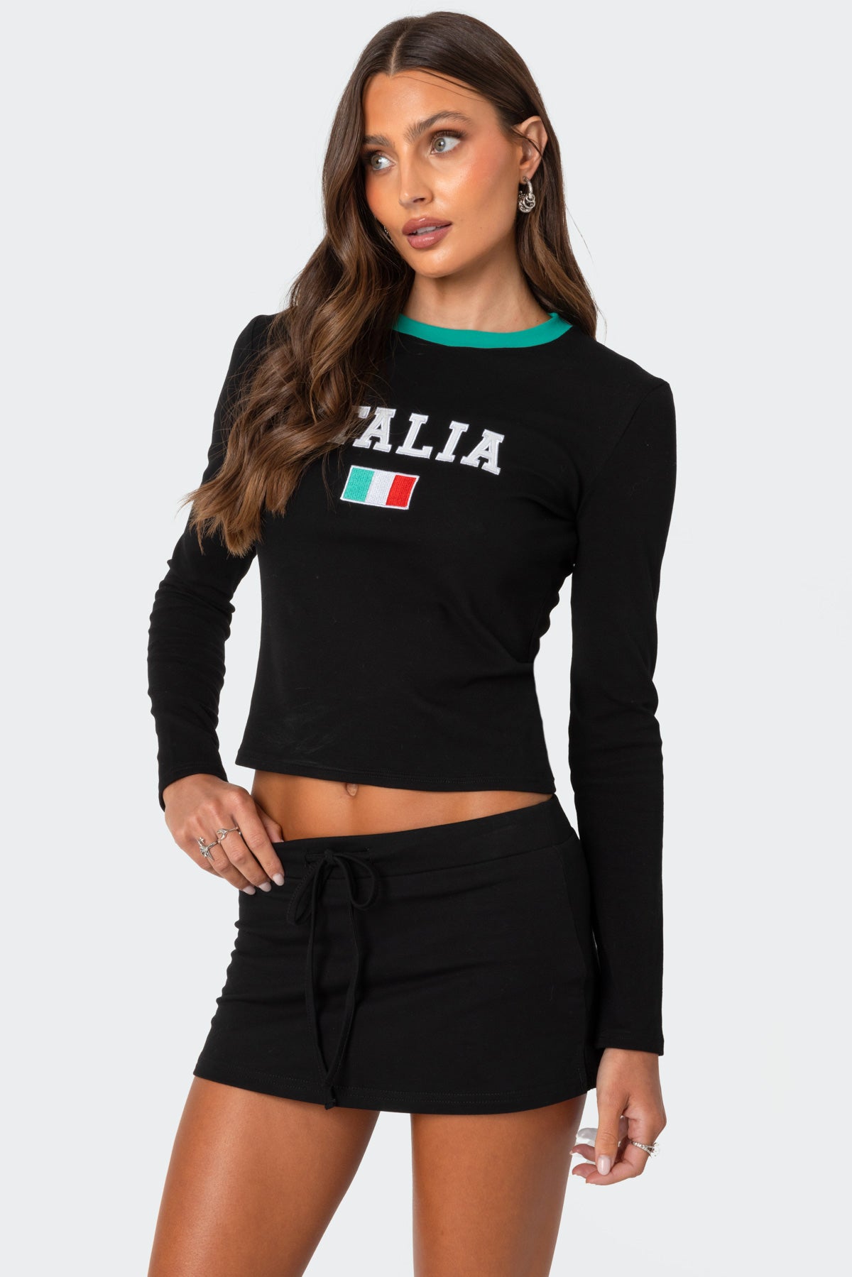 Black Long Sleeve Cotton T-Shirt