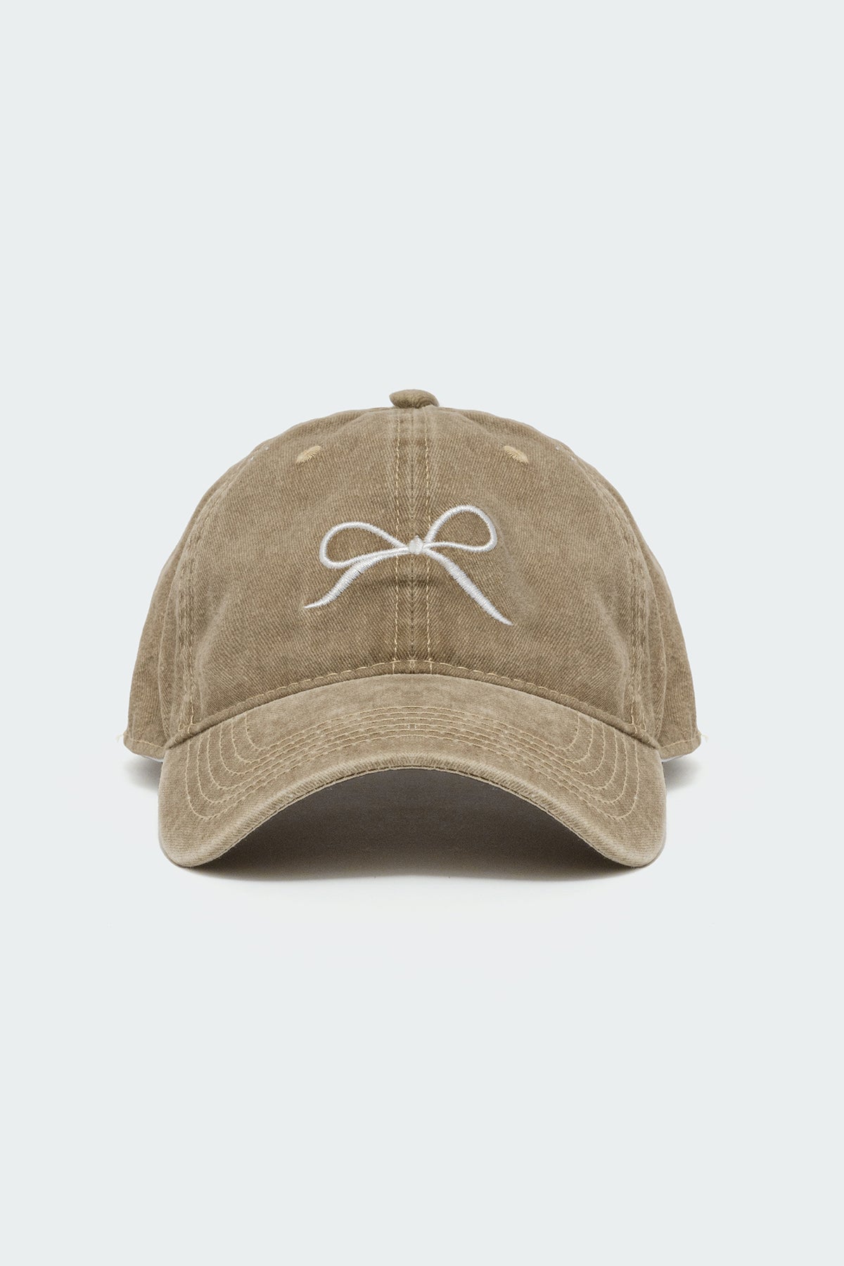 Brown Embroidered Bow Baseball Cap
