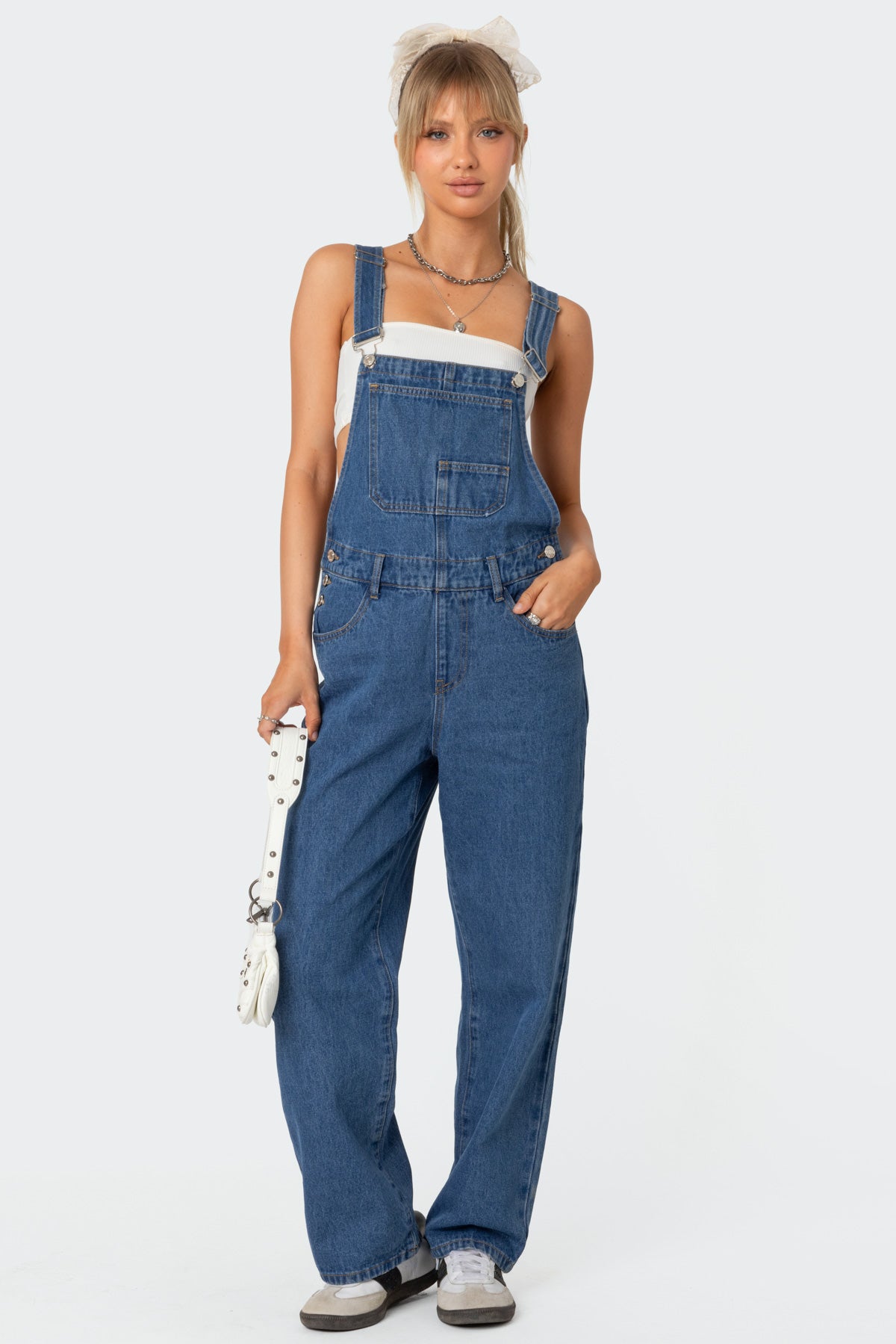 Blue Washed Denim Jumpsuit for Women