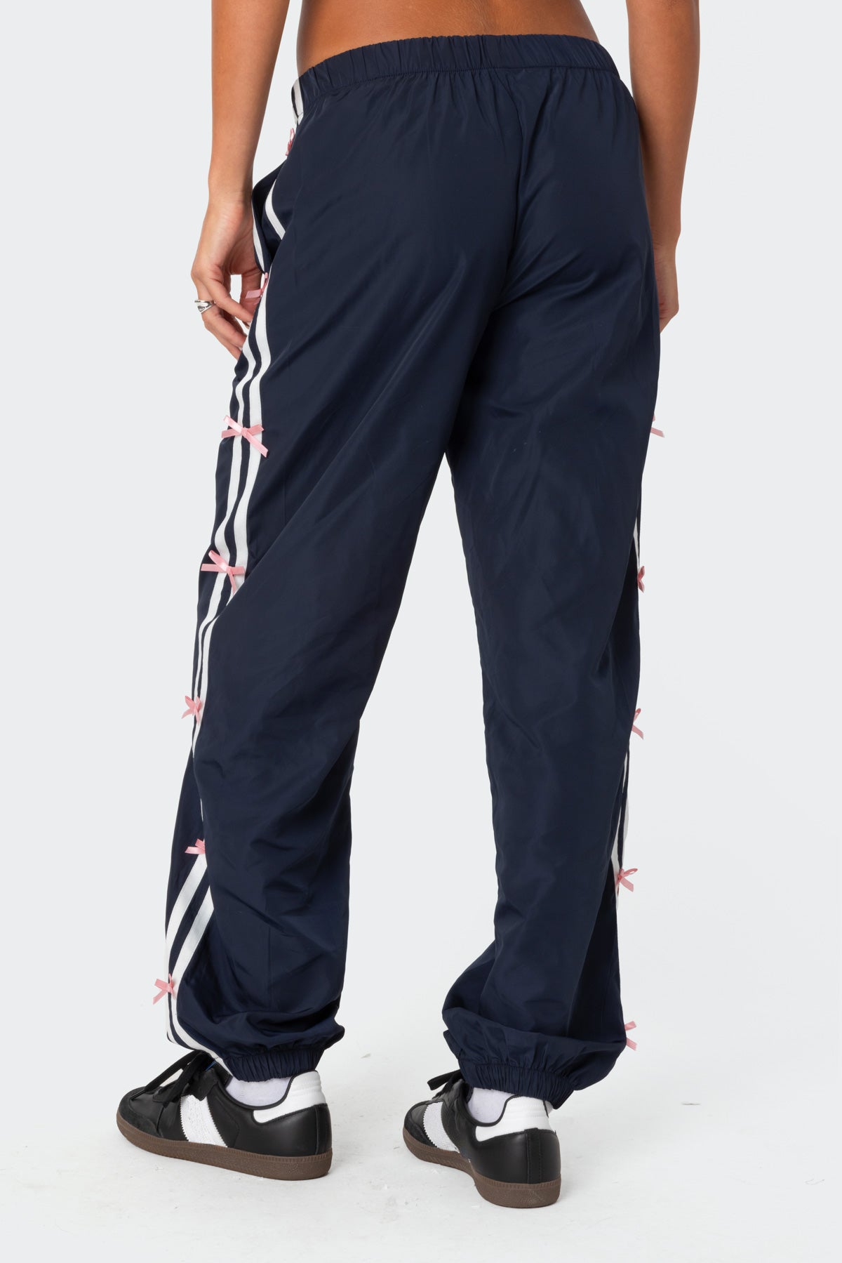 Nylon Track Pants with Striped Bow Detailing