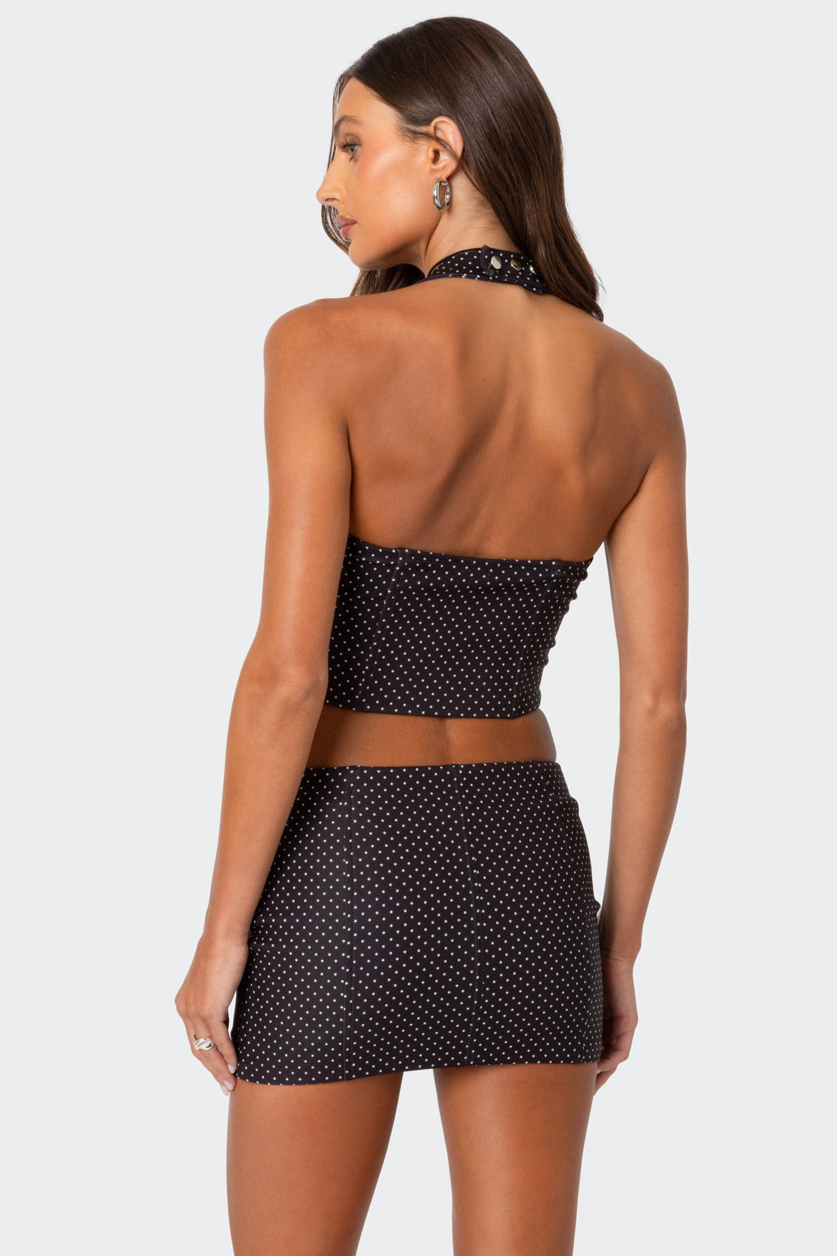 Polka Dot Corset Black and White Lace Trim Set