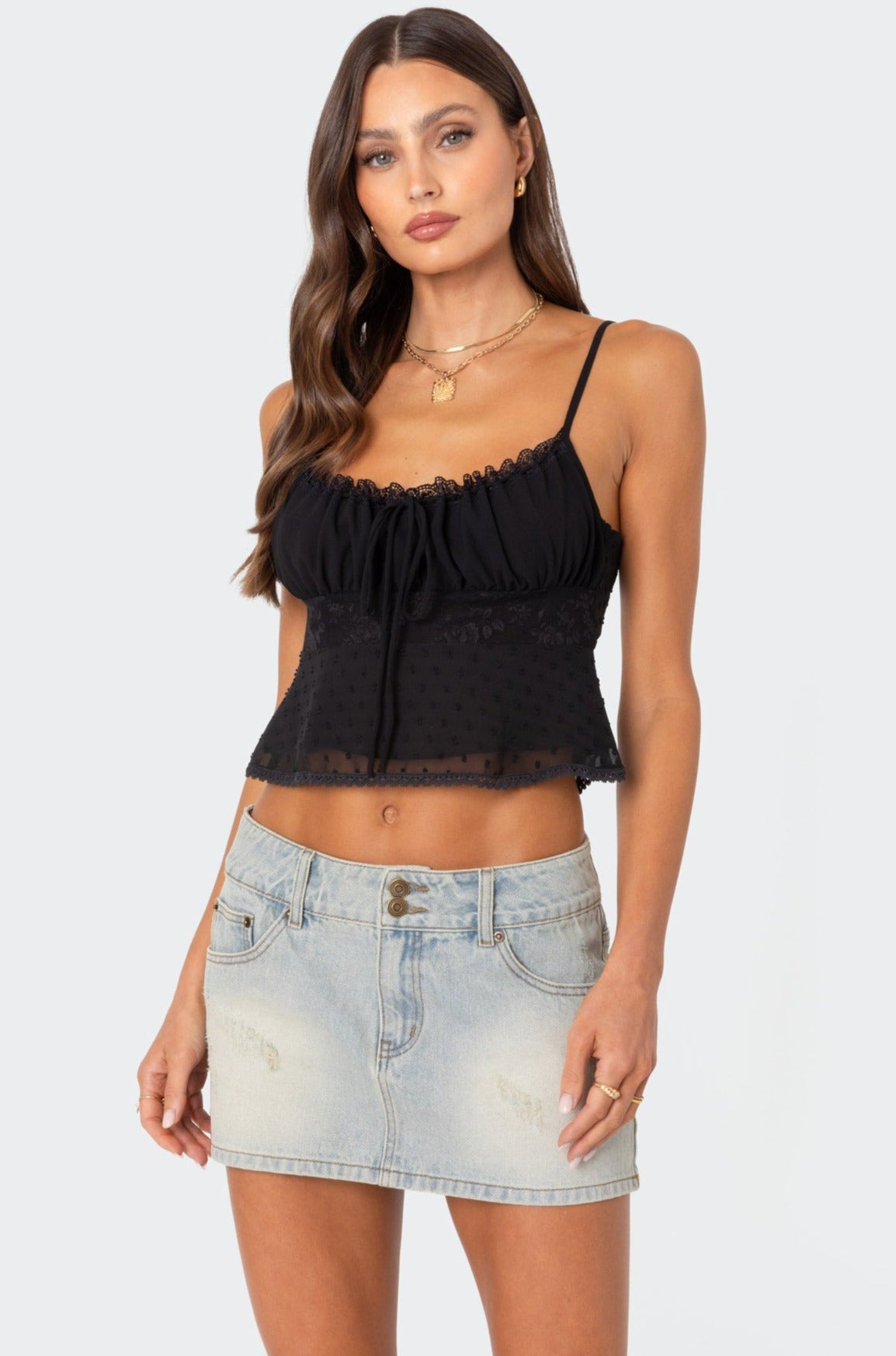 Black Tie Back Tank Top with Adjustable Straps