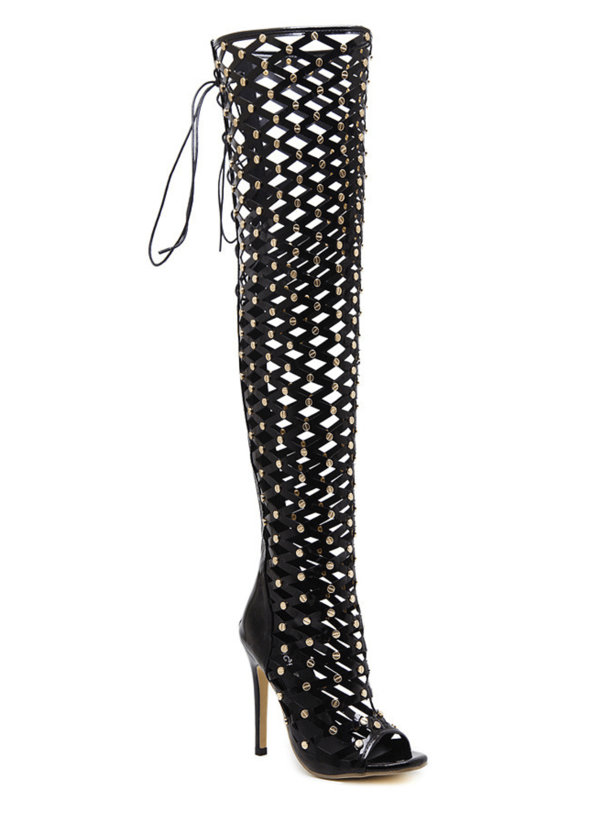 Net Hollow Lace-Up Boots for Women - Stylish & Comfortable