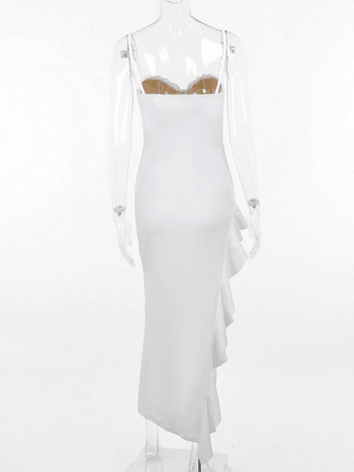 Chic White Asymmetric Ruffle Midi Dress