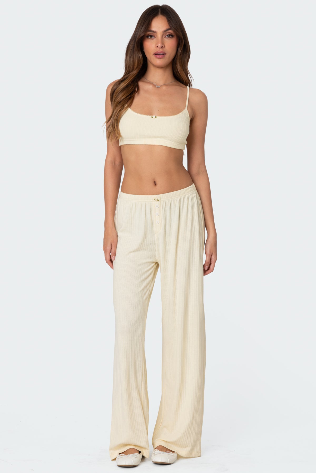 Cozy Yellow Pointelle Sleepwear Pants
