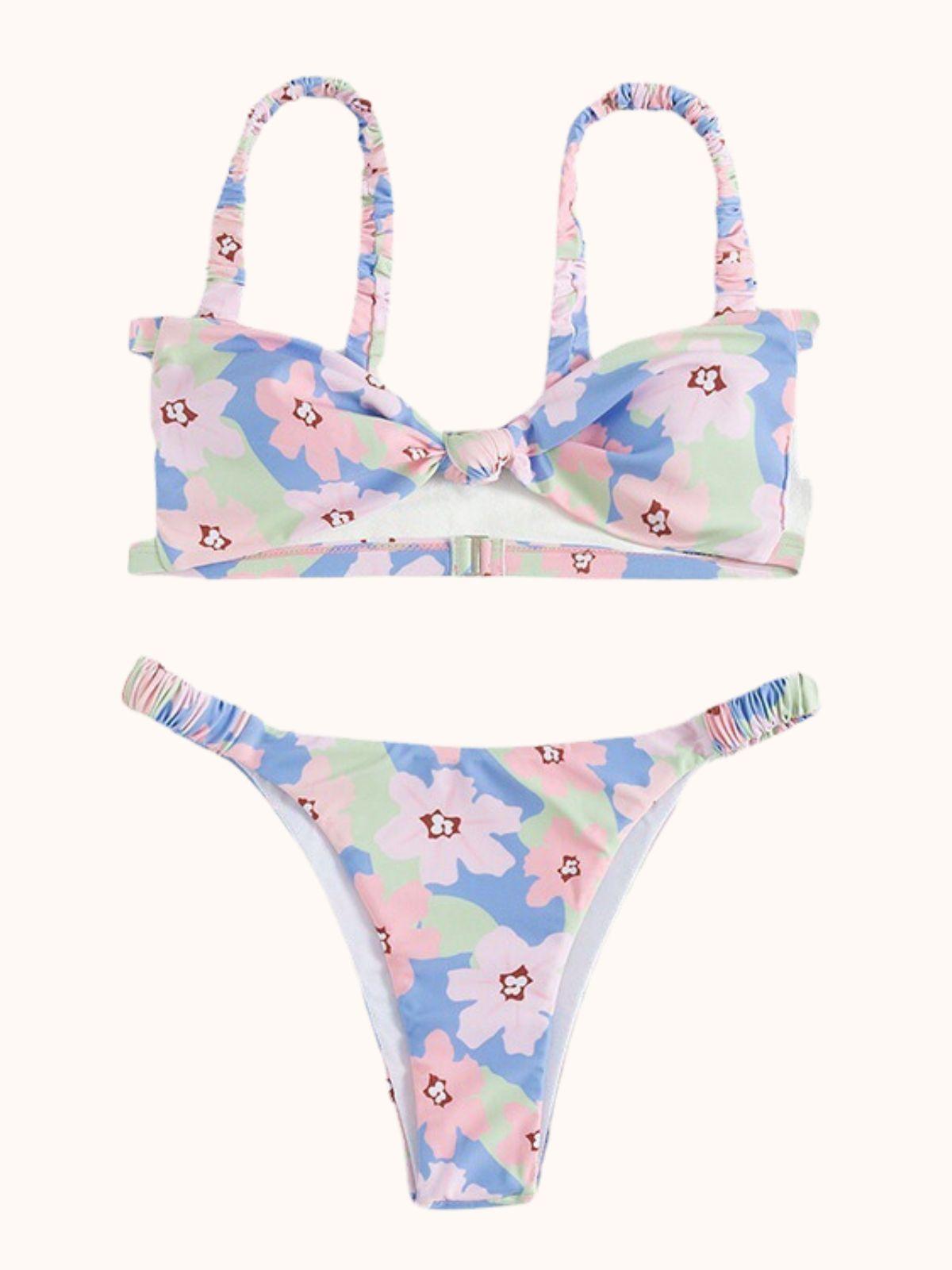 Printed Spaghetti Strap Bikini Set Clearance Sale