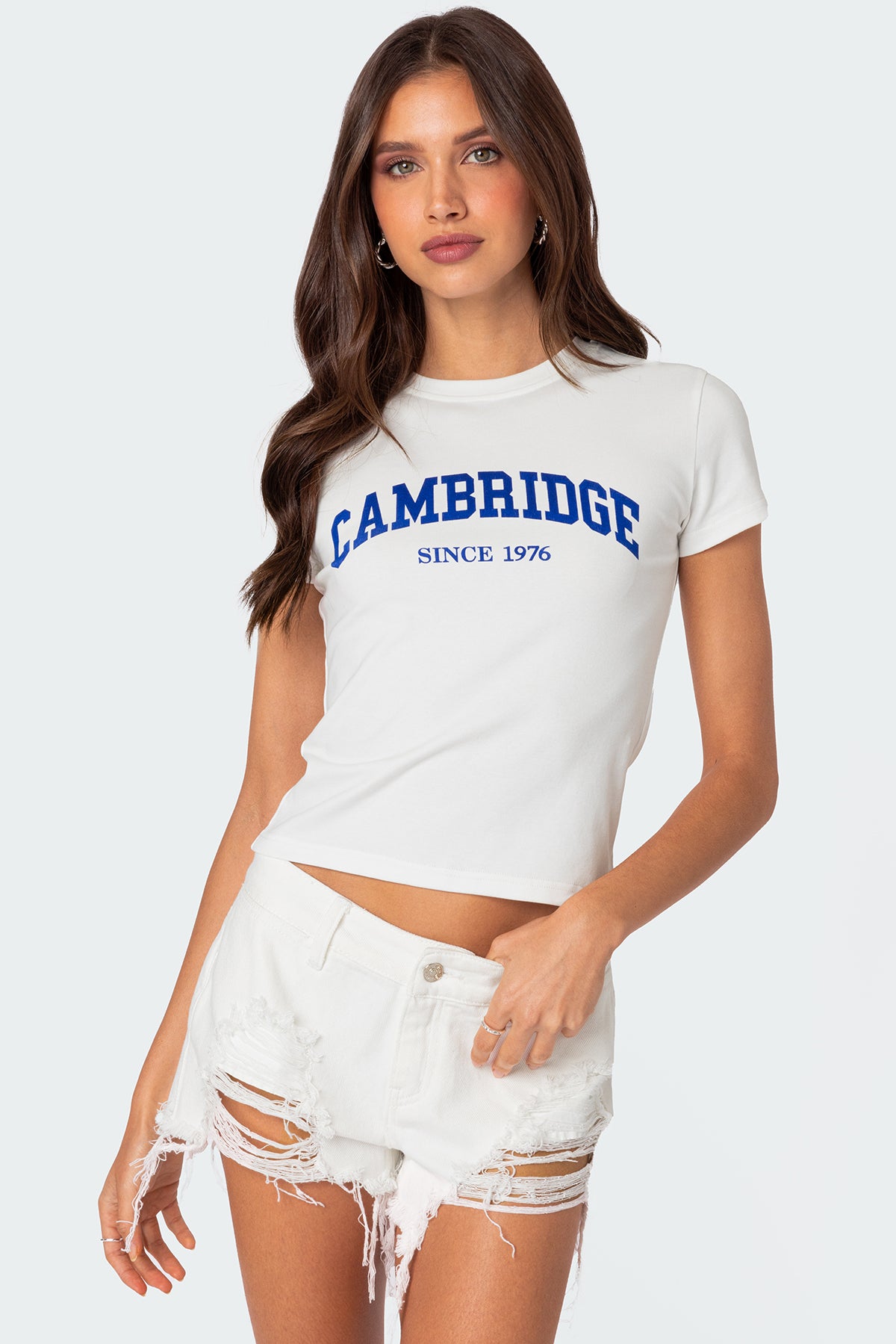 White Graphic Cotton Spandex T-Shirt - XS to XL Sizes