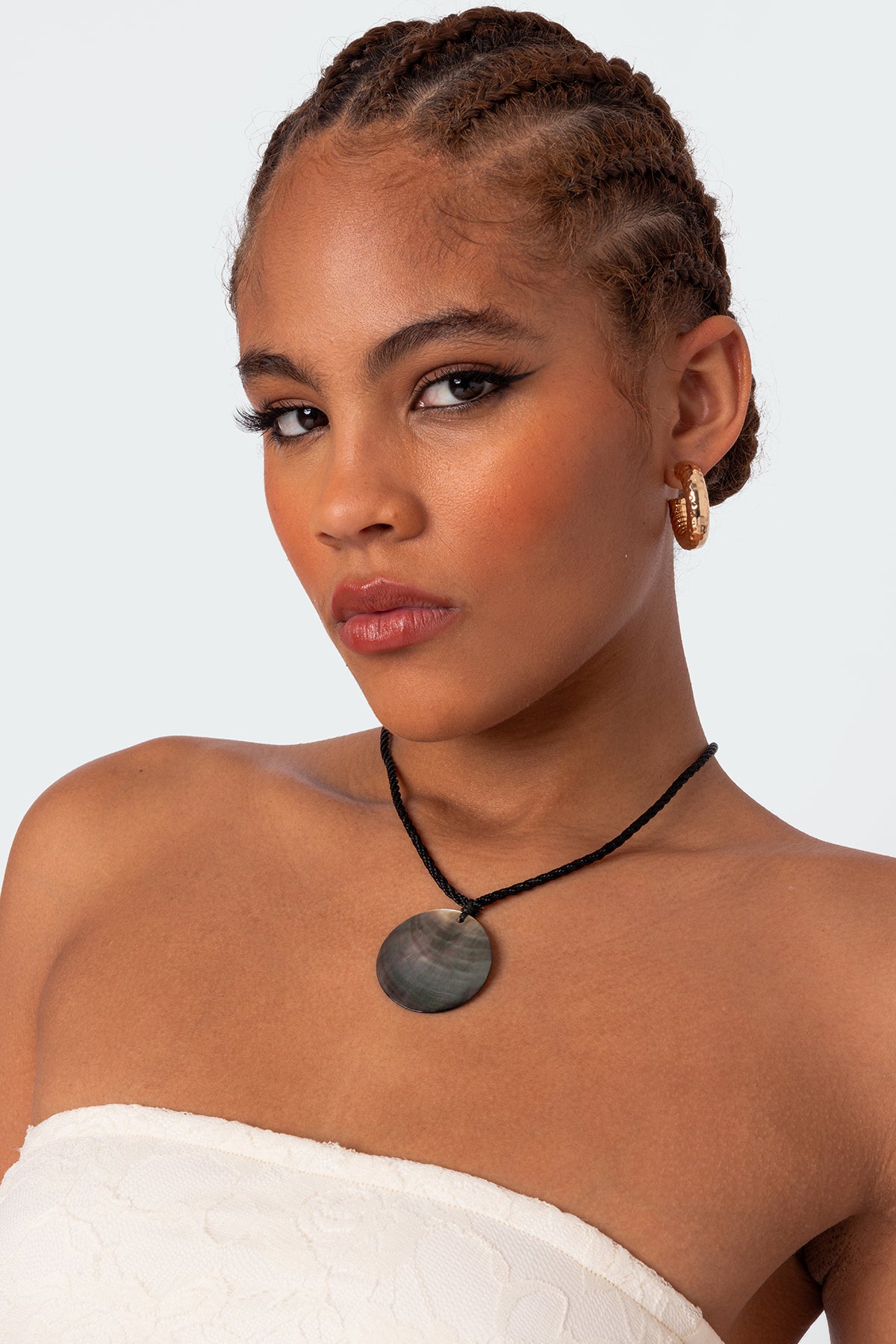 Black Twisted Cord Pendant Necklace Adjustable Length