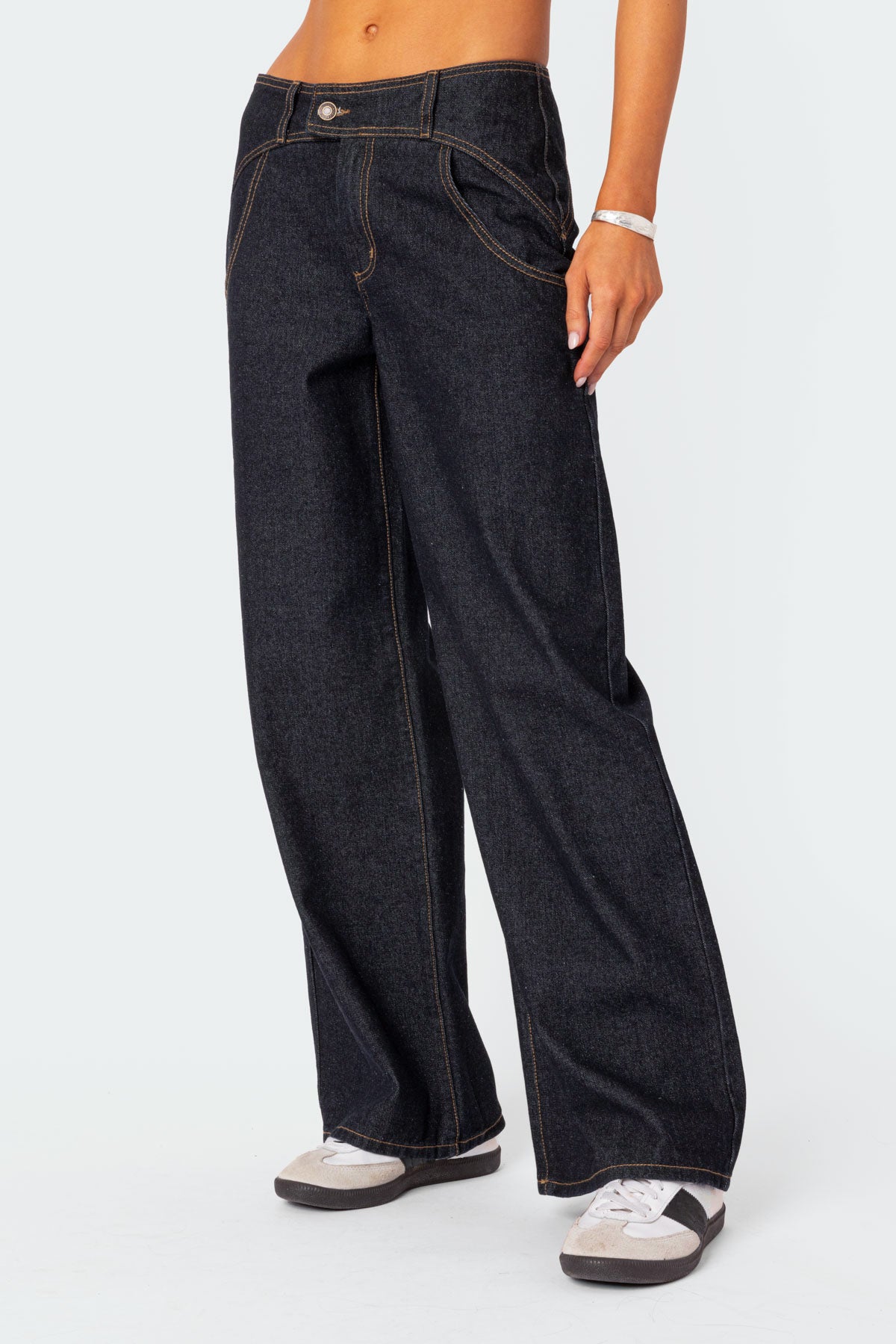 Dark Blue Western Style Low Rise Denim Jeans