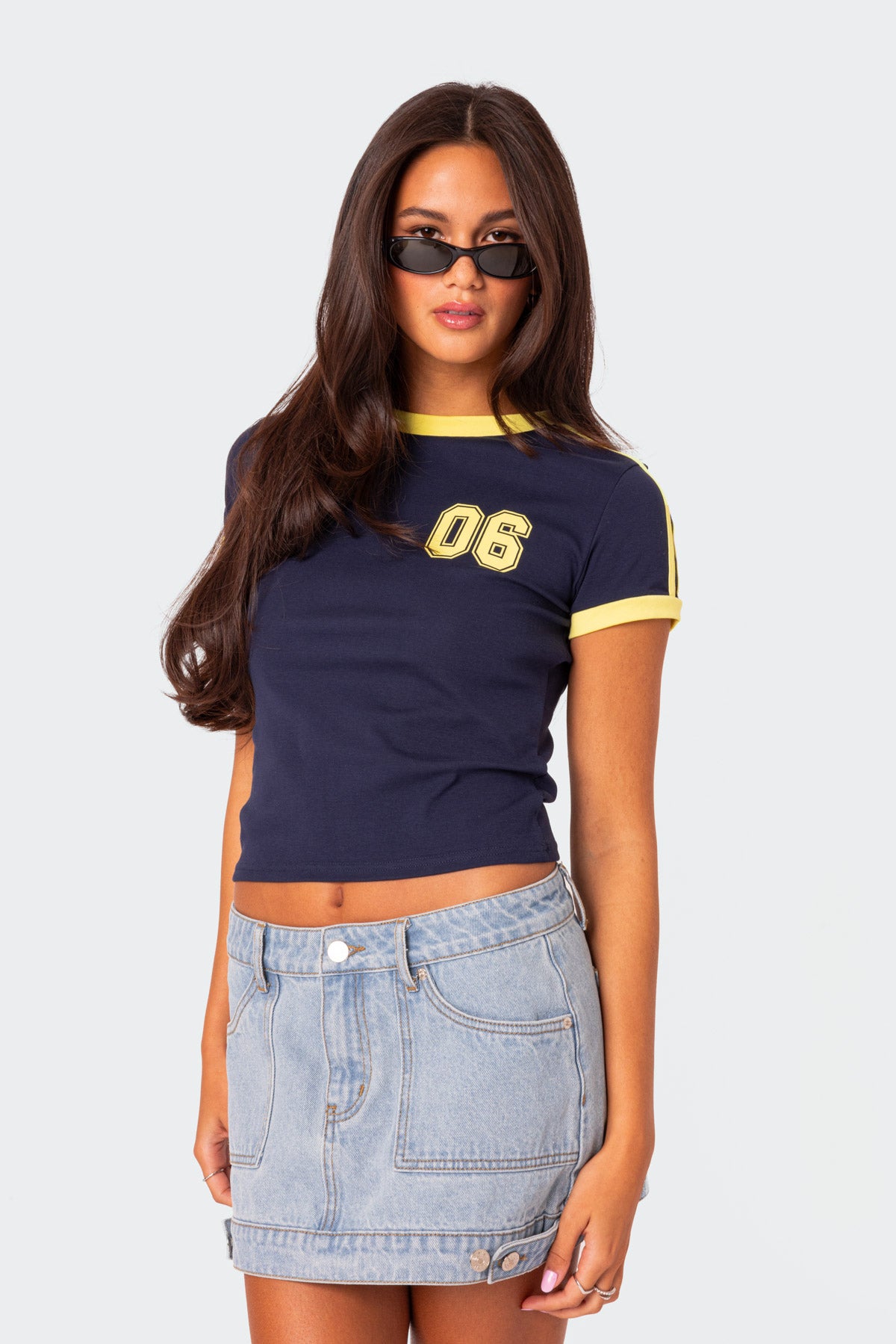 Navy Contrast T-Shirt with Stripe Detailing