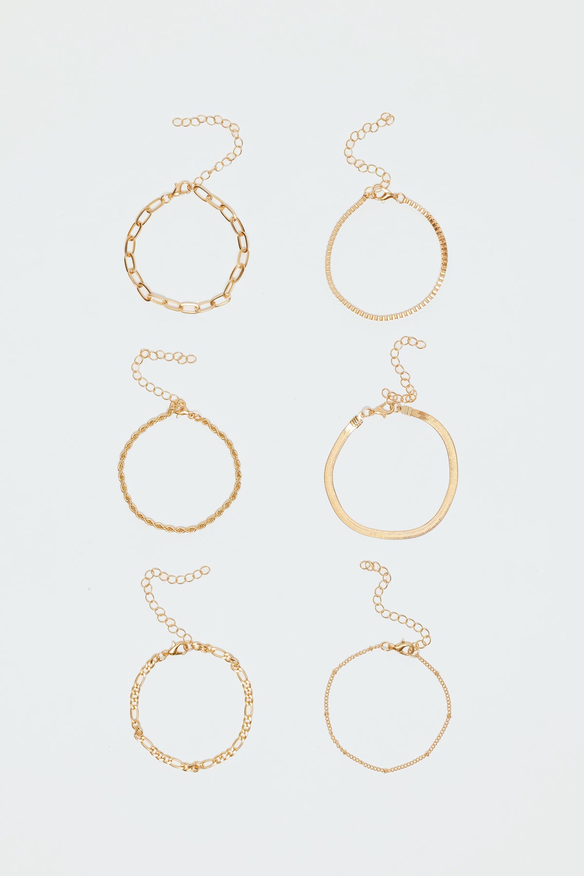 Chic Gold Bracelet Pack - Set of 6 Assorted Chains
