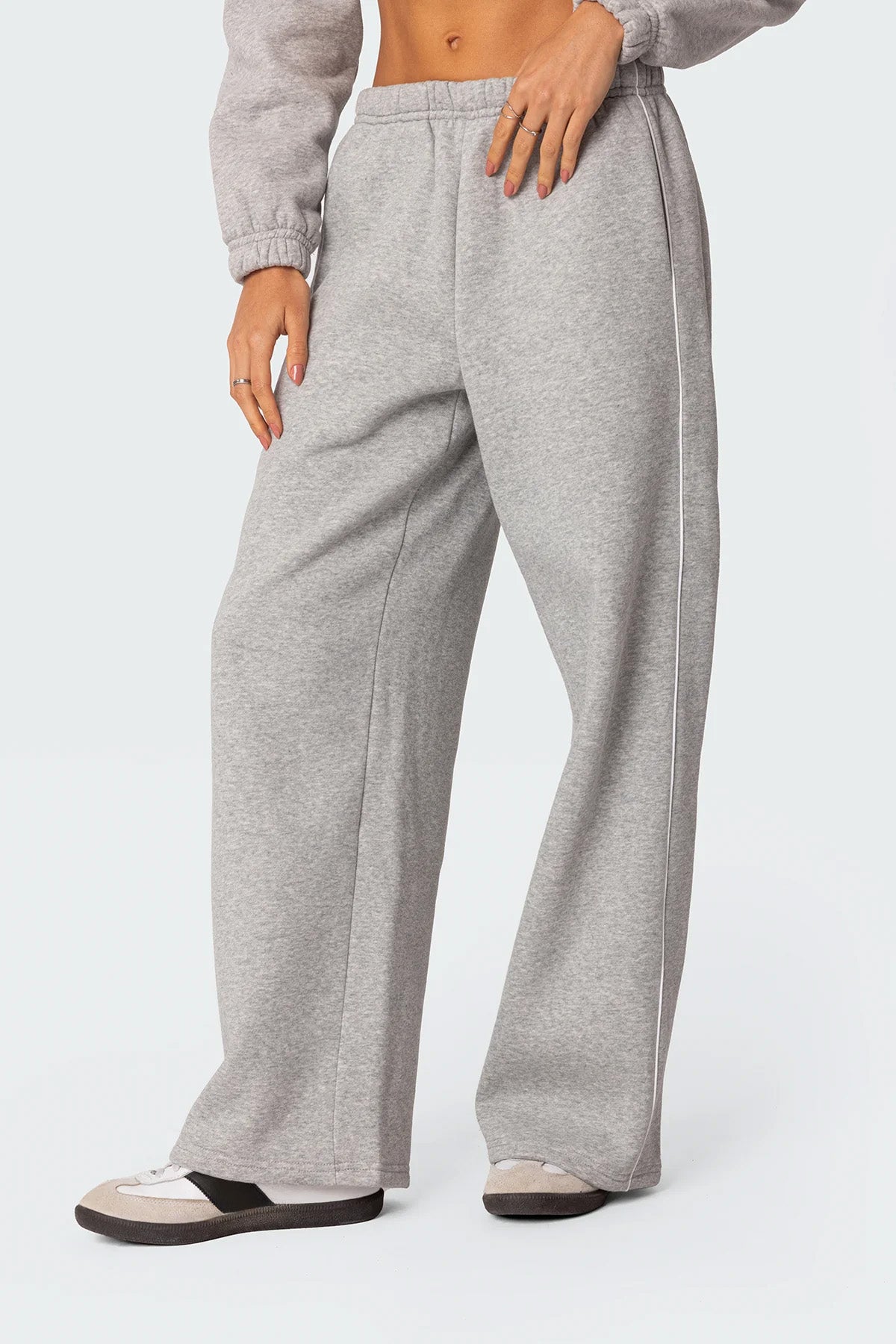 Cozy Autumn Sweatpants in Gray Melange | Elastic Waistband