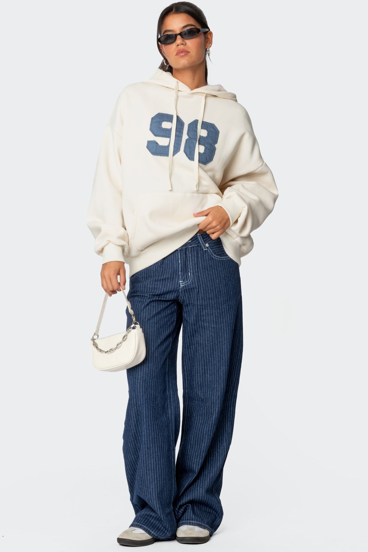 Navy Pinstripe Low Rise Denim Jeans