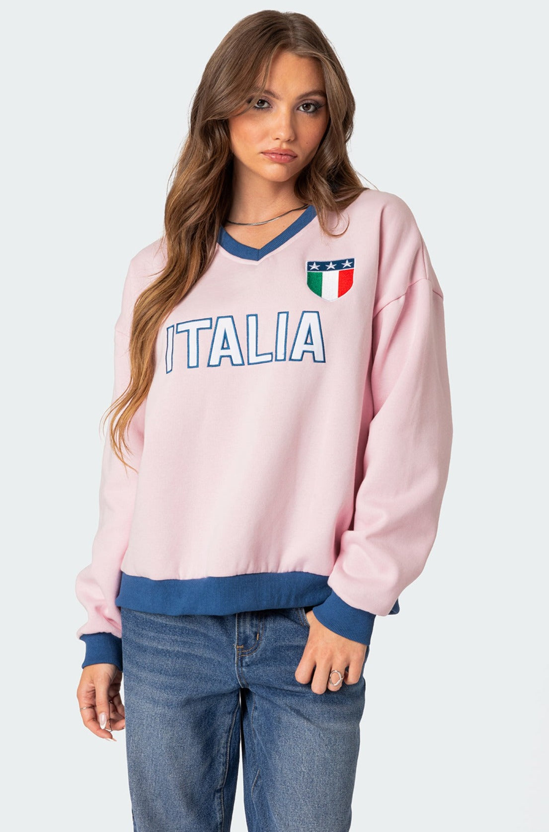 Light Pink Graphic Oversized Sweatshirt