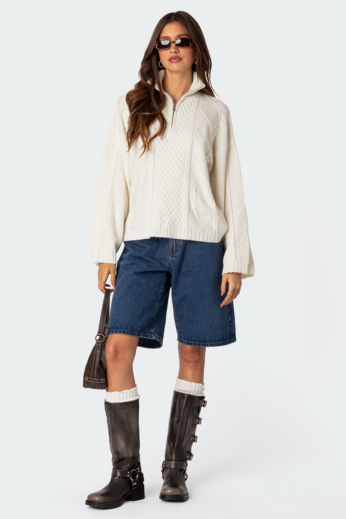 Cream Oversized Cable Knit Sweater