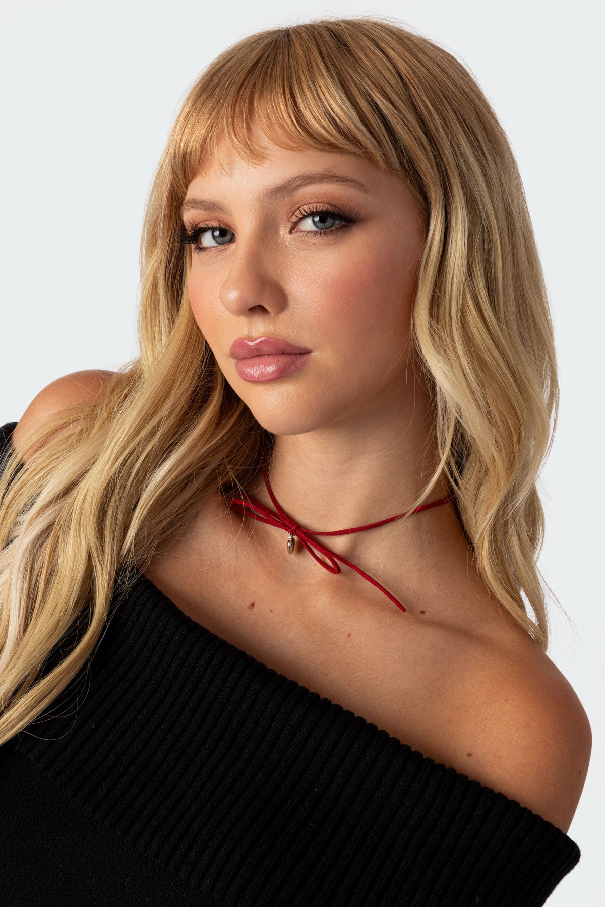 Burgundy Bow Tie Necklace Choker Adjustable Fit