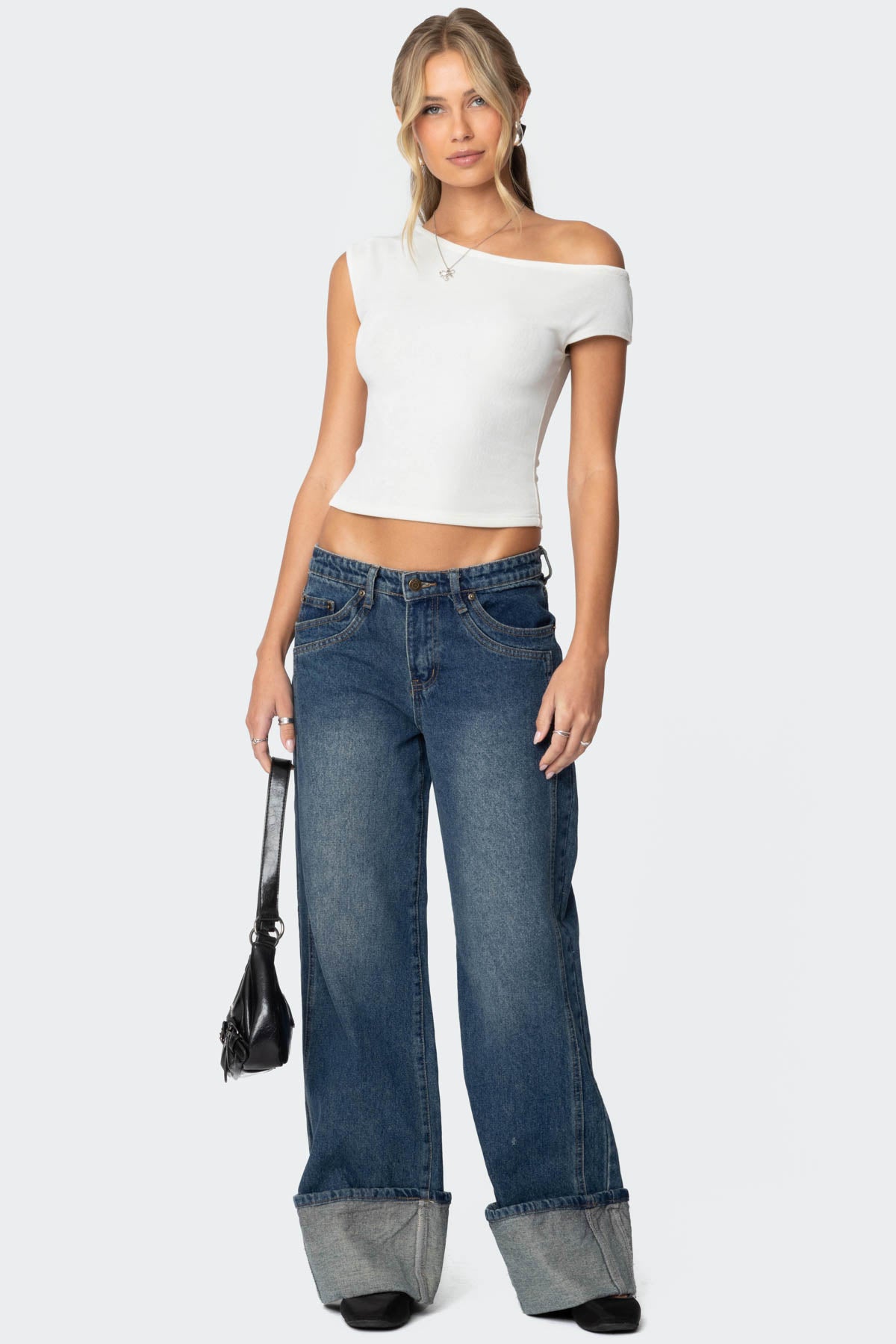 Blue Denim Straight Leg Jeans
