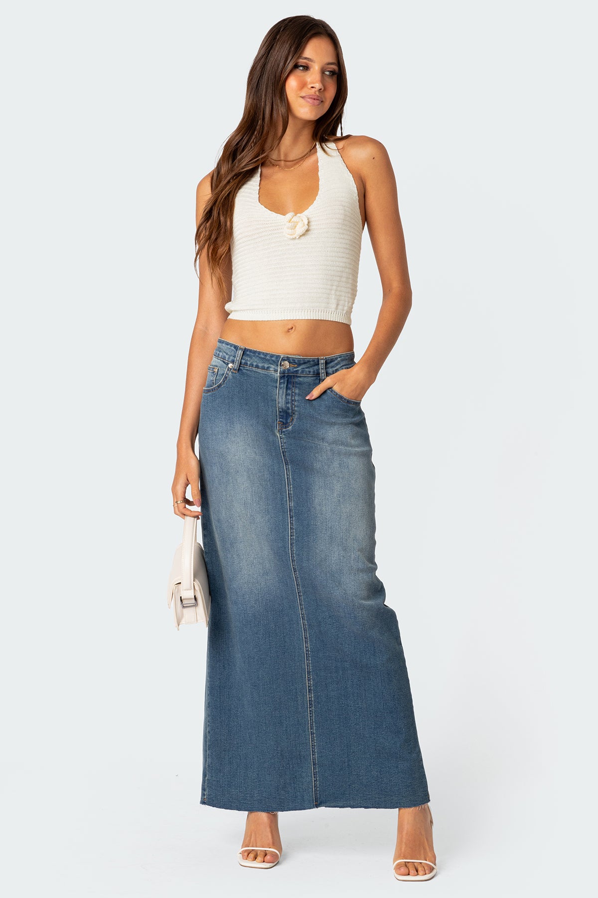 Blue Denim Maxi Skirt
