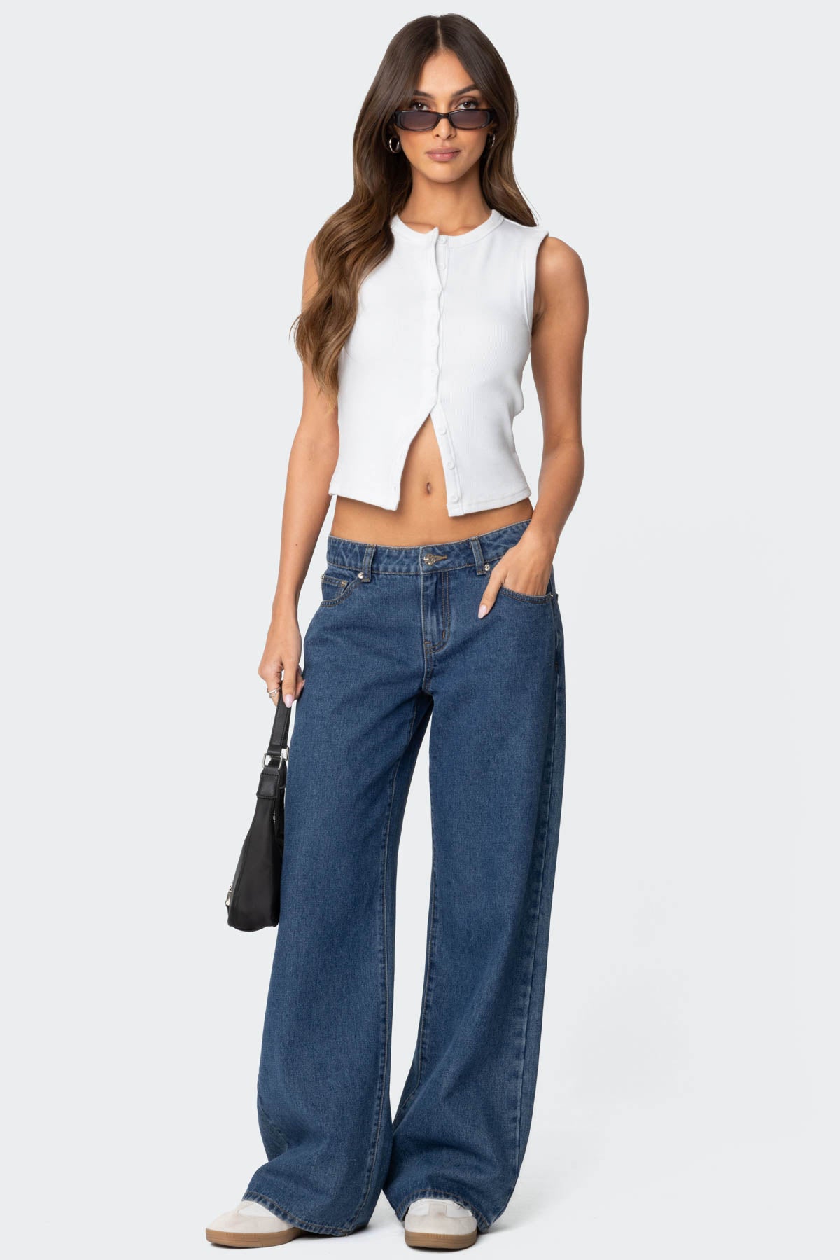 Blue Washed Low Rise Denim Jeans - Comfortable and Stylish