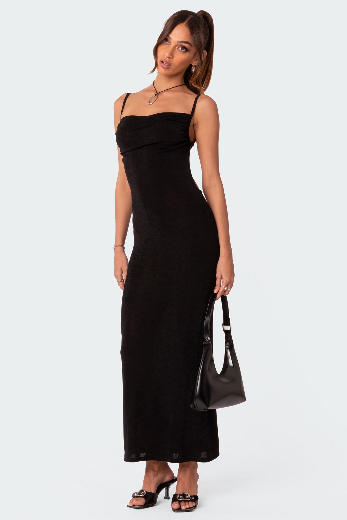 Black Open Back Maxi Dress