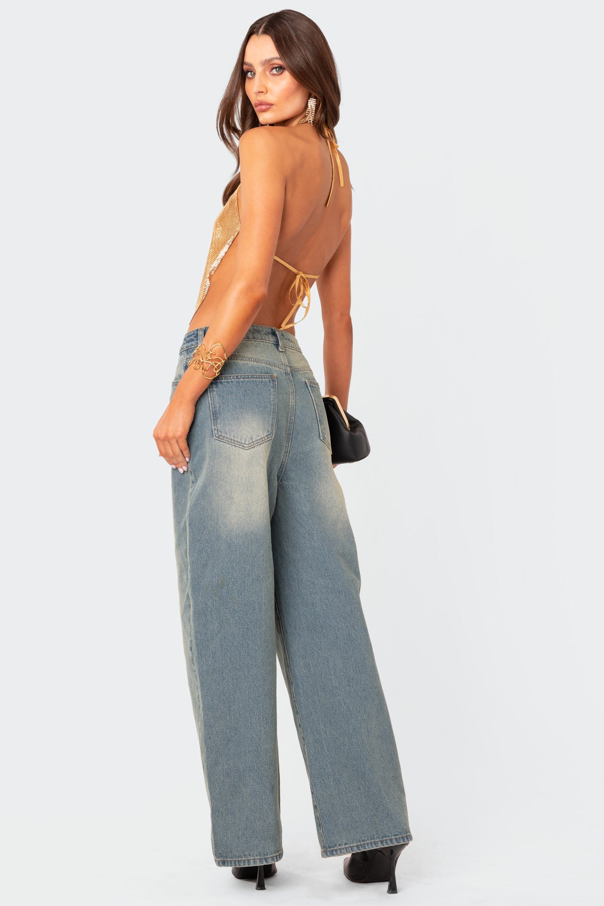 Chainmail Halter Crop Top Feminine Glamour Style