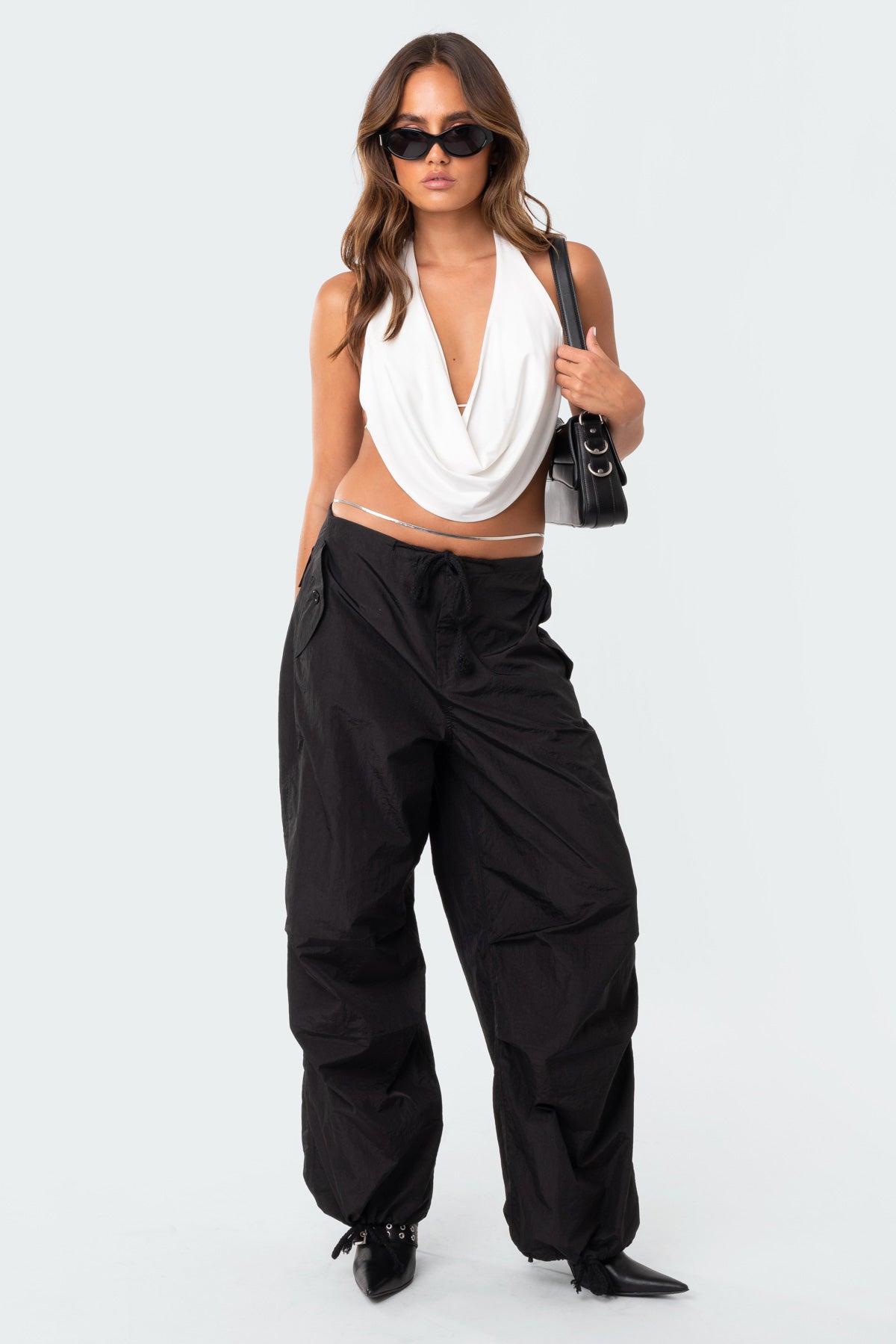 White Halter Neck Cropped Top